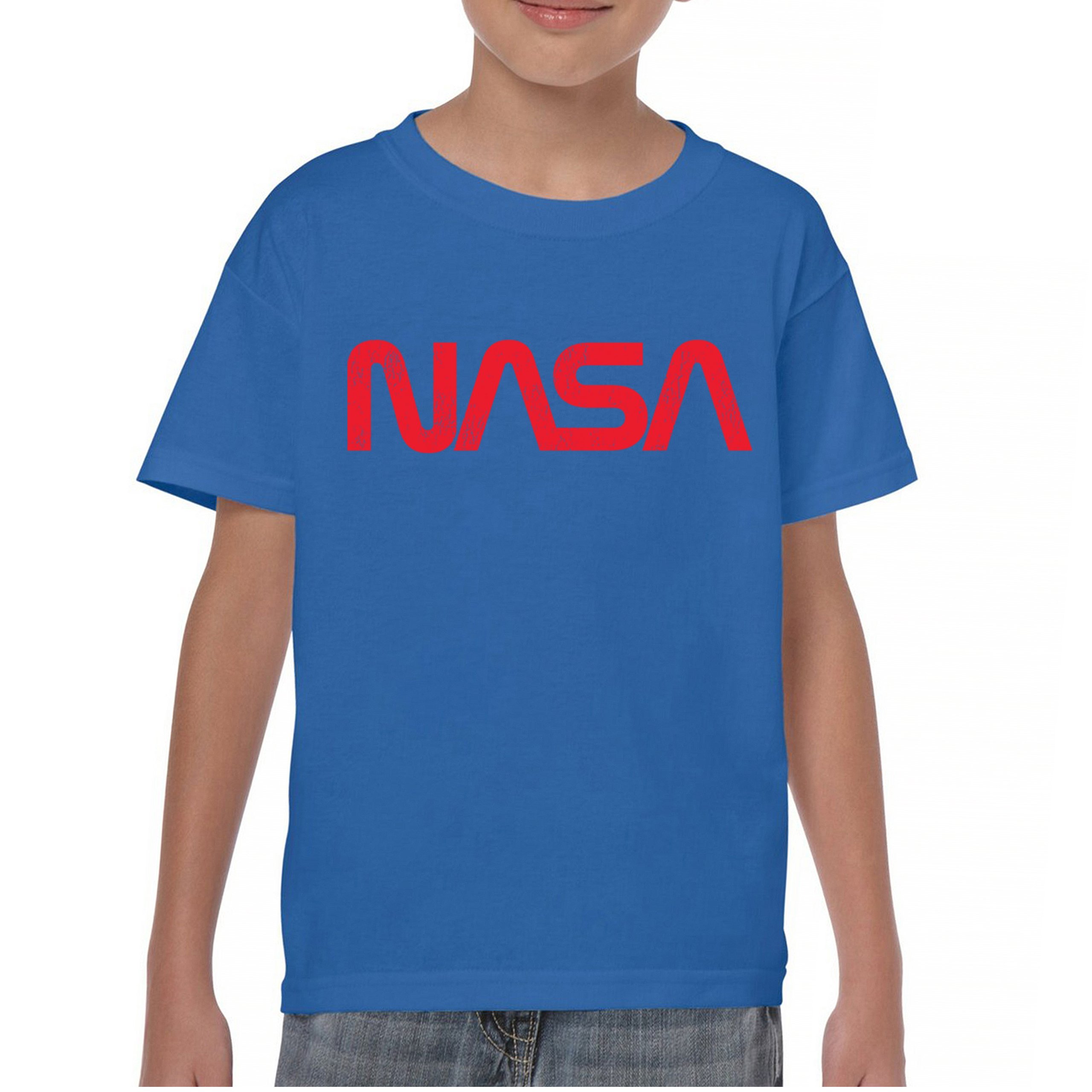 Vintage NASA Worm Logo Youth T-shirt Astronaut Space Souvenir Emblem Kids - Picture 16 of 36