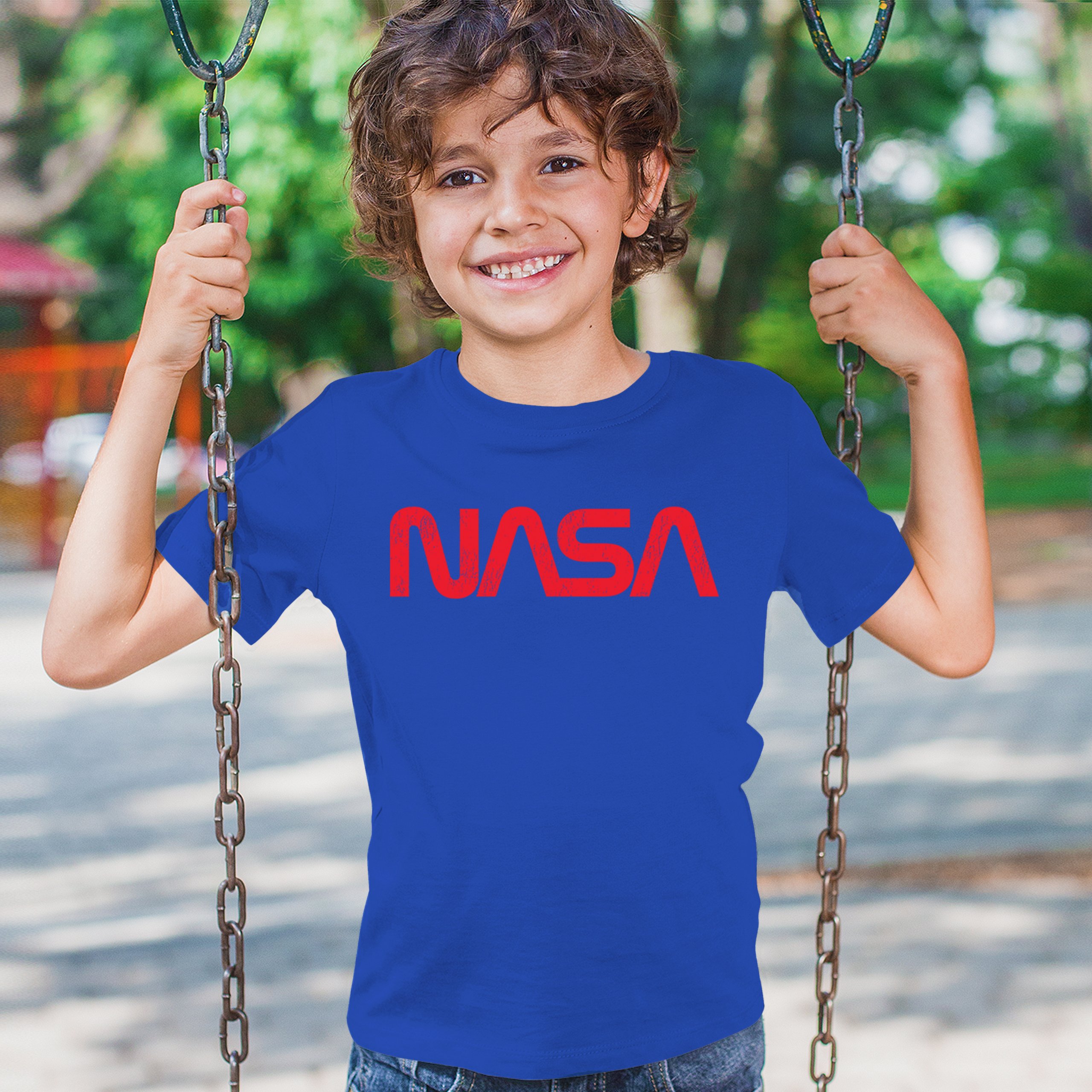 Vintage NASA Worm Logo Youth T-shirt Astronaut Space Souvenir Emblem Kids - Picture 19 of 36