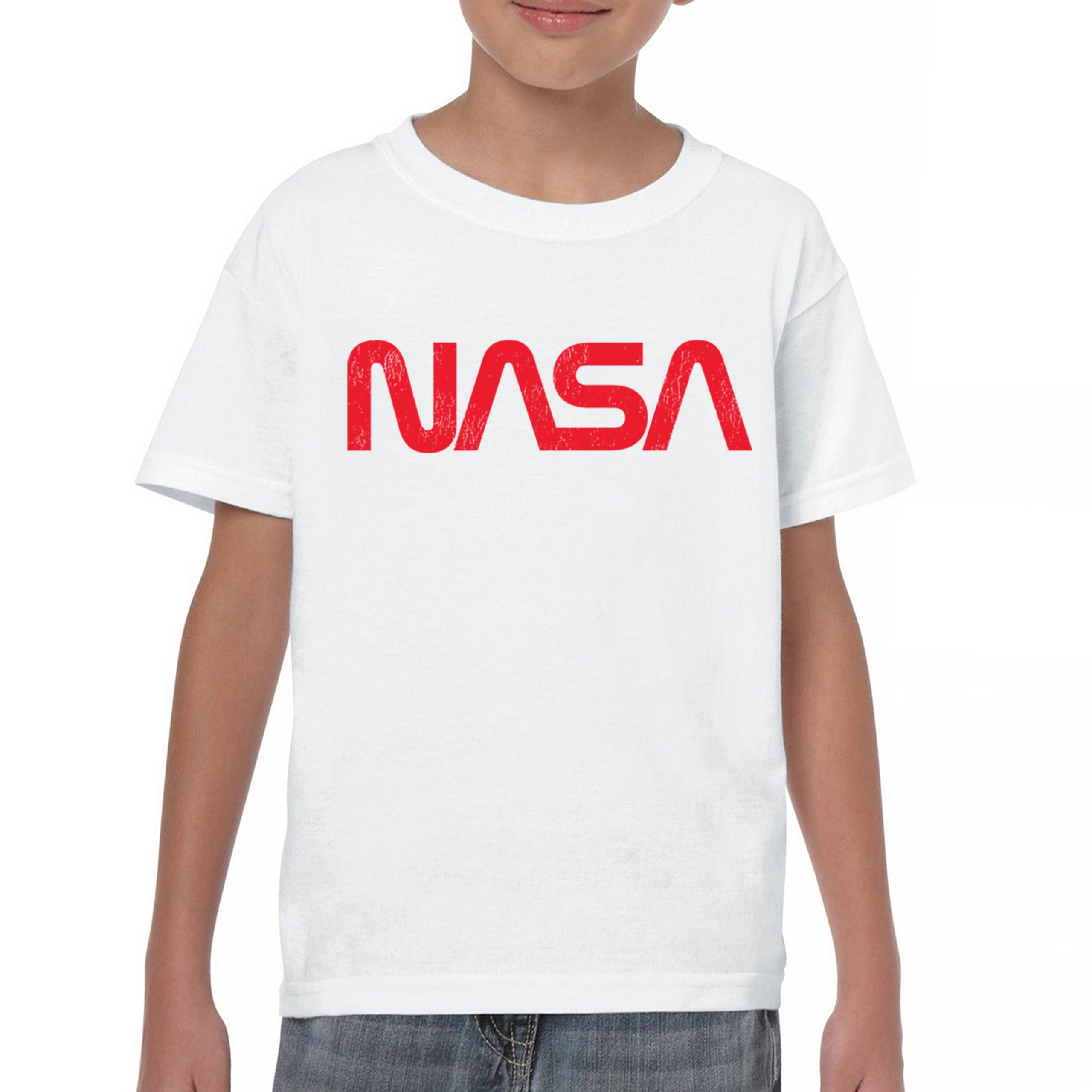 Vintage NASA Worm Logo Youth T-shirt Astronaut Space Souvenir Emblem Kids - Picture 23 of 36