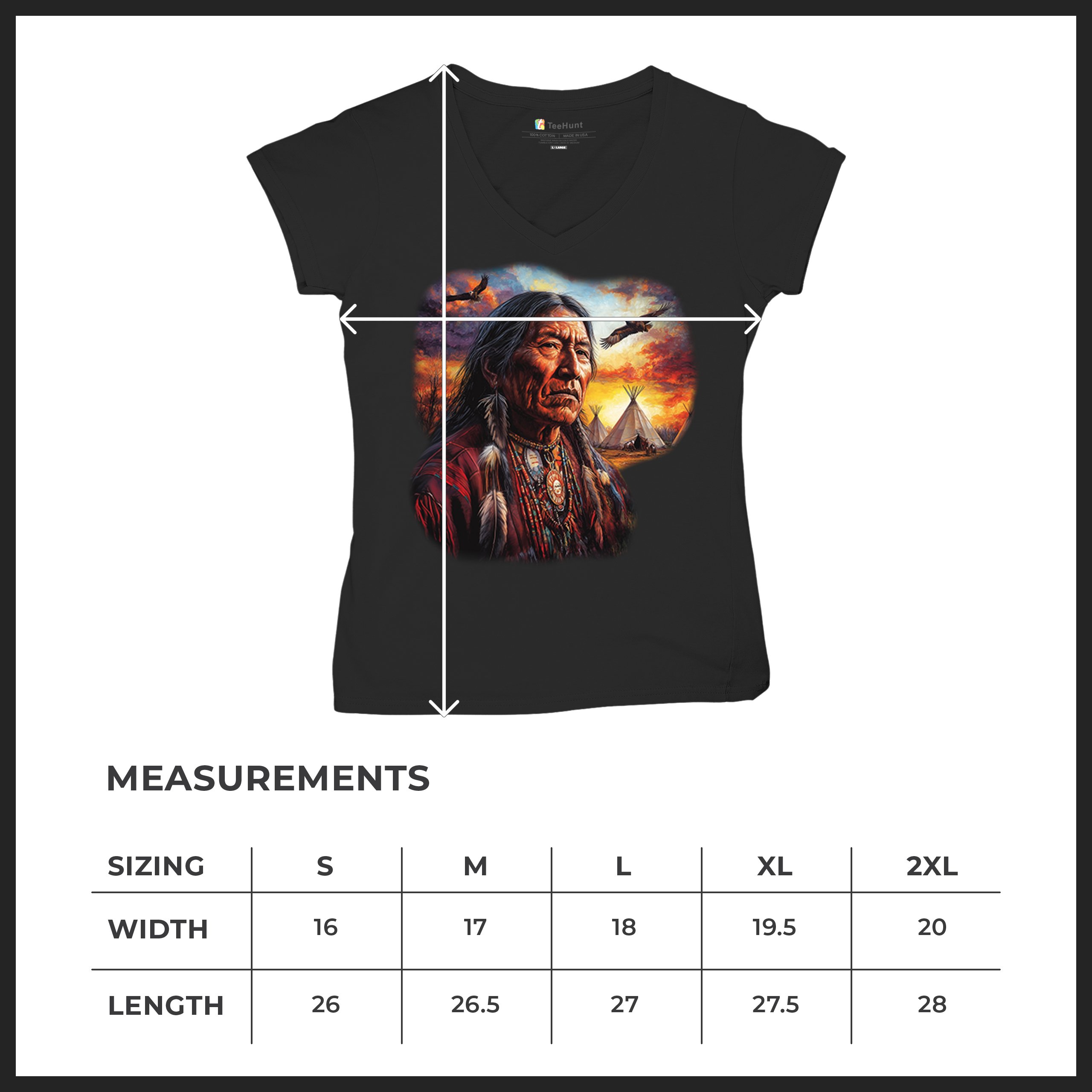 Native American Village Chief Women's V-Neck T-shirt Tribal Warrior Sunset Tee - Picture 8 of 71
