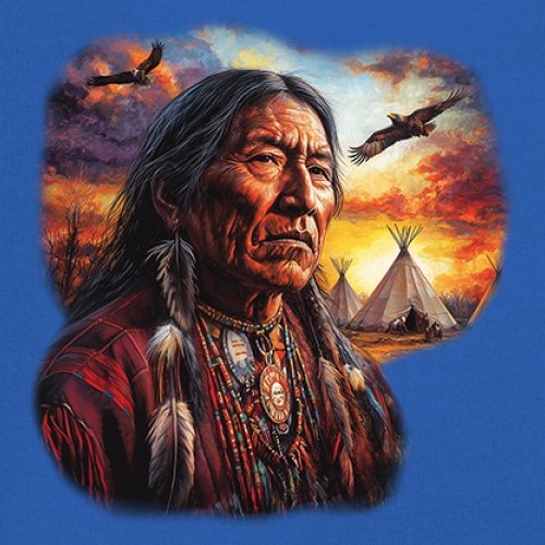 Native American Village Chief Women's V-Neck T-shirt Tribal Warrior Sunset Tee - Picture 53 of 71