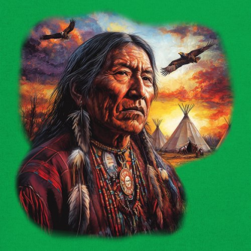 Native American Village Chief Women's V-Neck T-shirt Tribal Warrior Sunset Tee - Picture 46 of 71