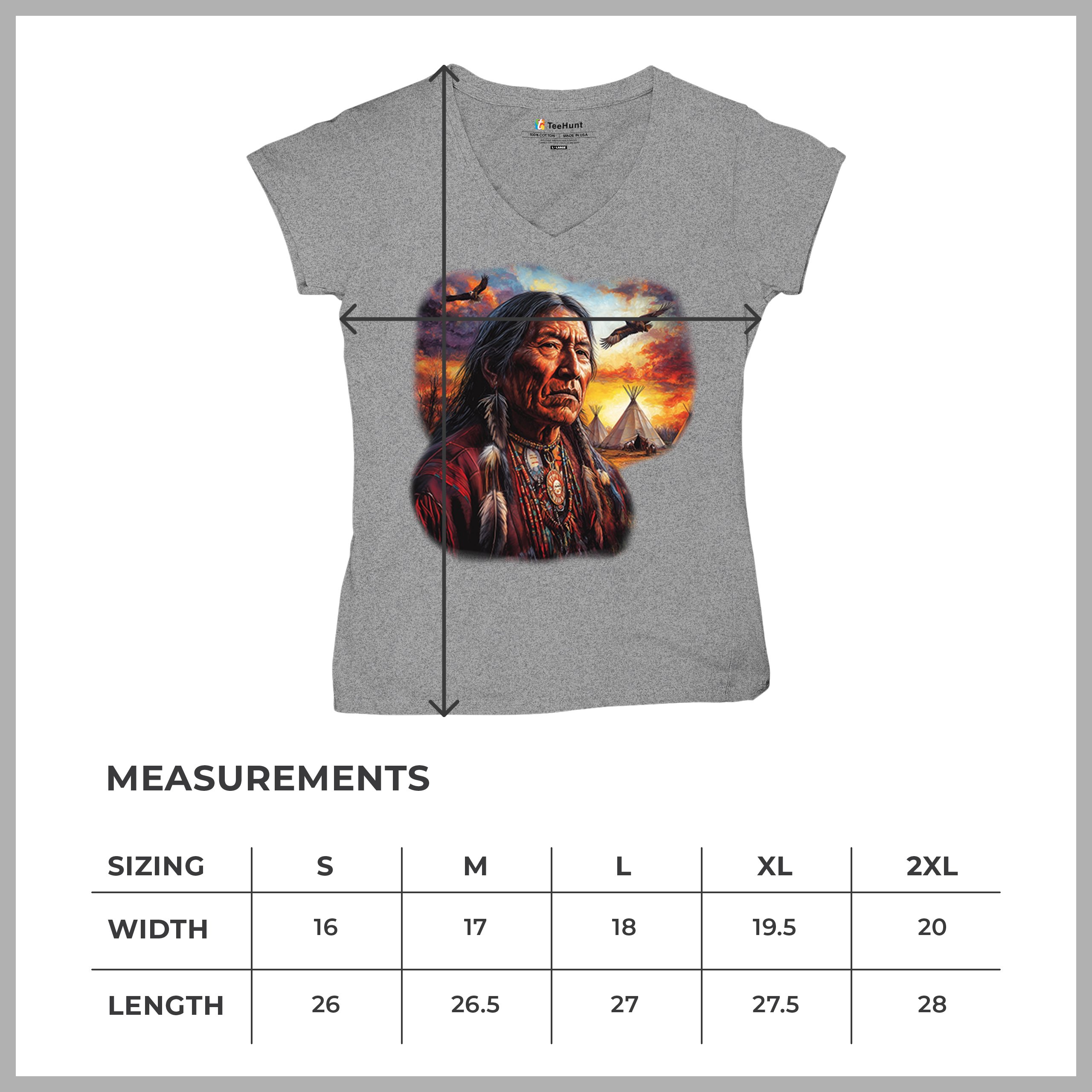 Native American Village Chief Women's V-Neck T-shirt Tribal Warrior Sunset Tee - Picture 15 of 71