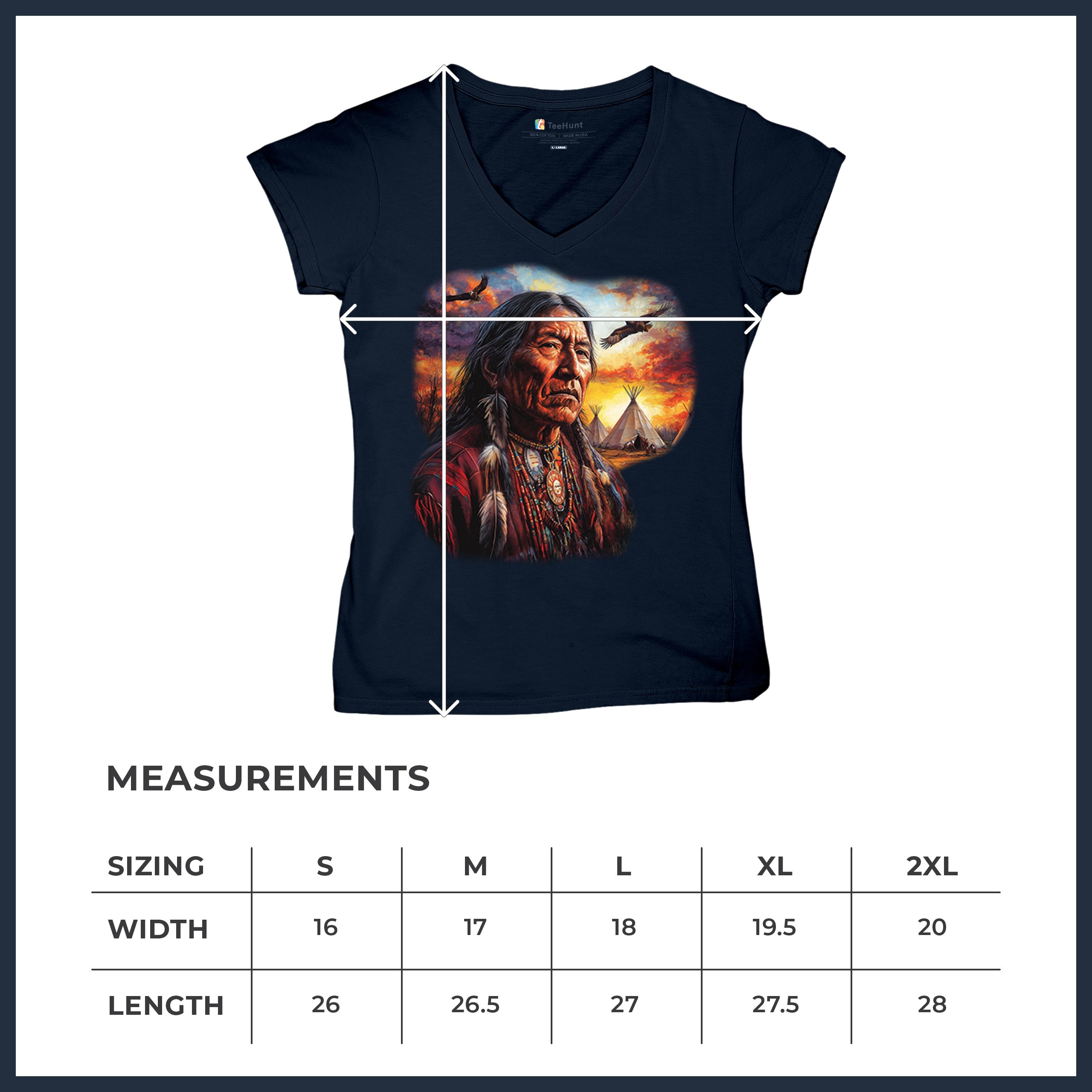 Native American Village Chief Women's V-Neck T-shirt Tribal Warrior Sunset Tee - Picture 43 of 71
