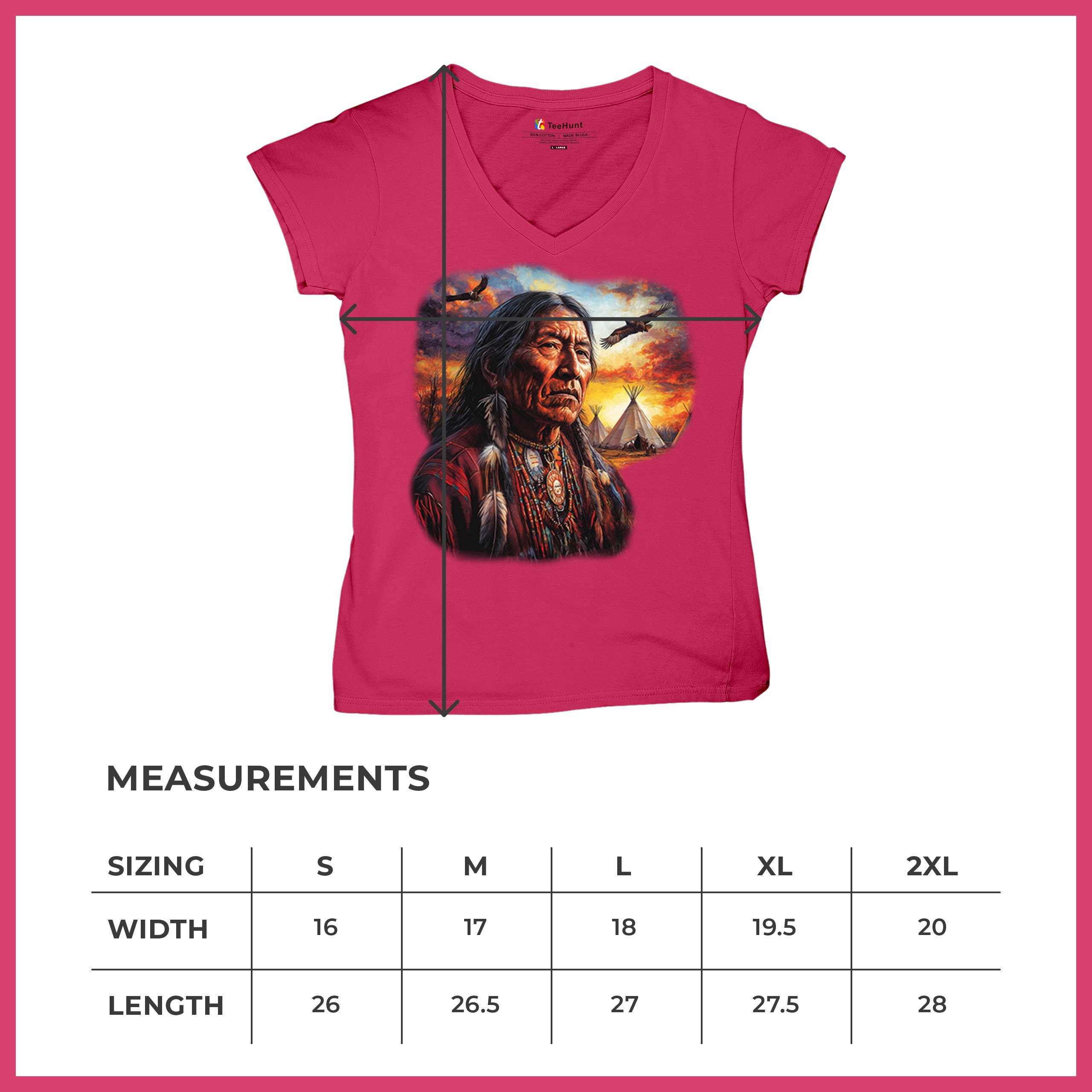 Native American Village Chief Women's V-Neck T-shirt Tribal Warrior Sunset Tee - Picture 64 of 71