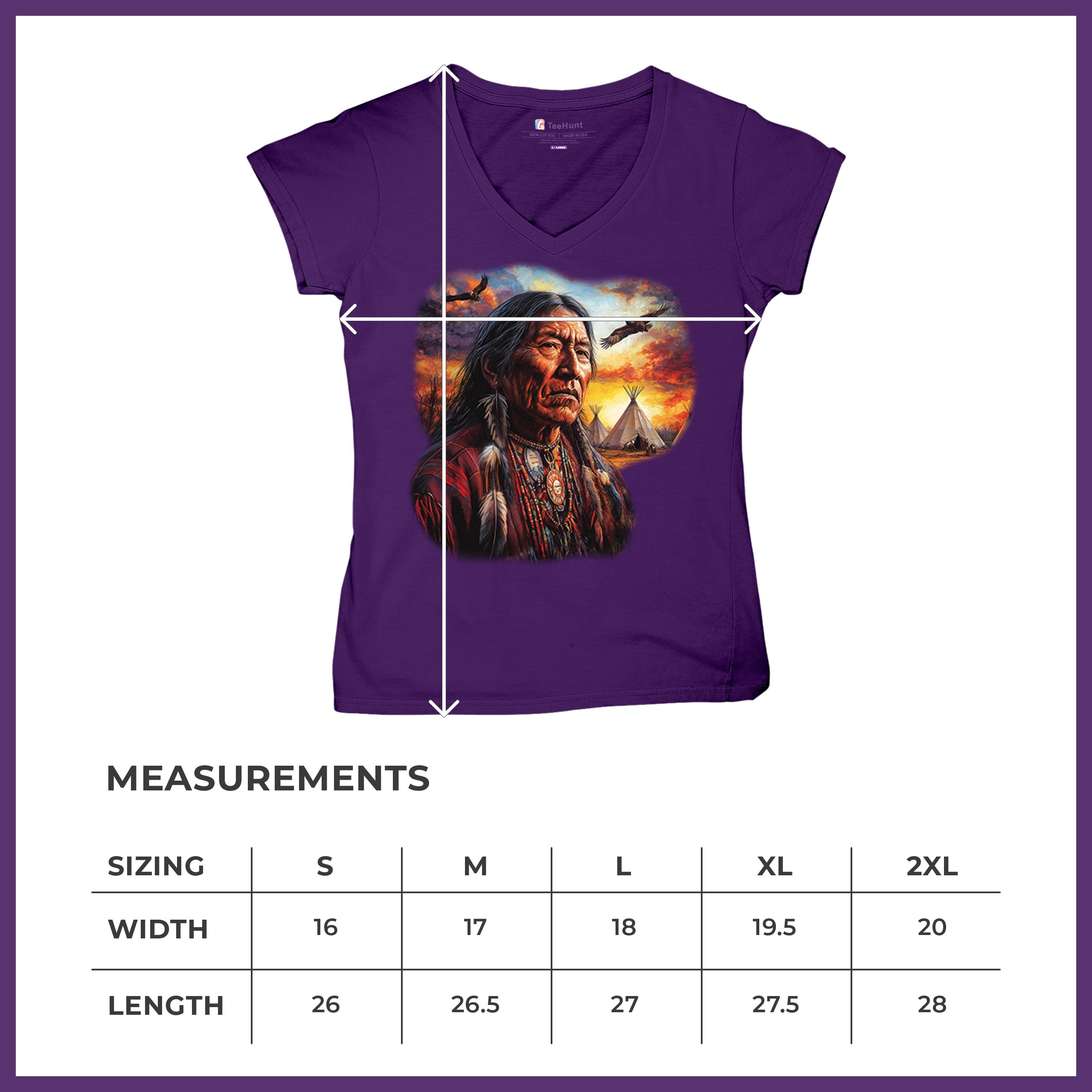 Native American Village Chief Women's V-Neck T-shirt Tribal Warrior Sunset Tee - Picture 22 of 71