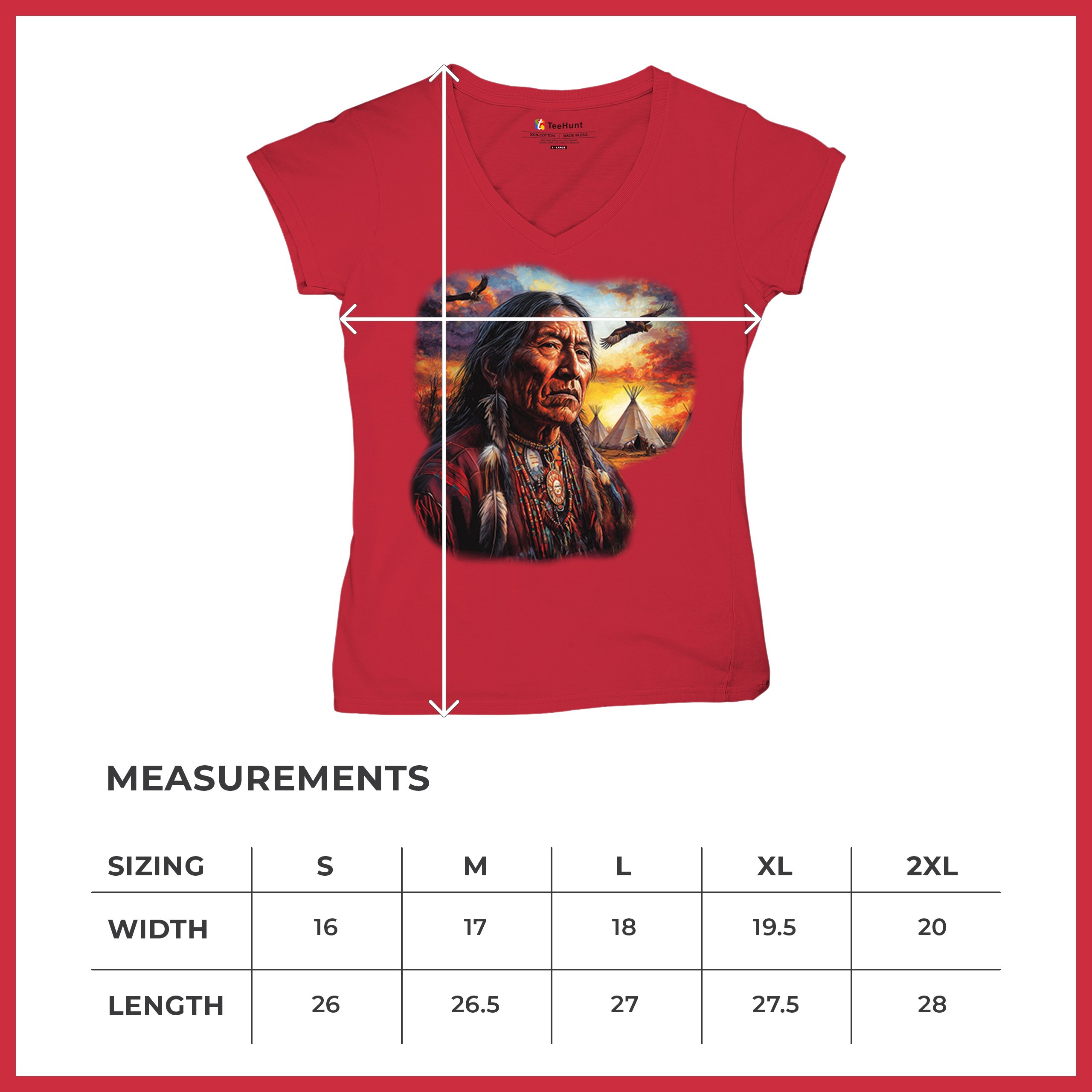 Native American Village Chief Women's V-Neck T-shirt Tribal Warrior Sunset Tee - Picture 29 of 71