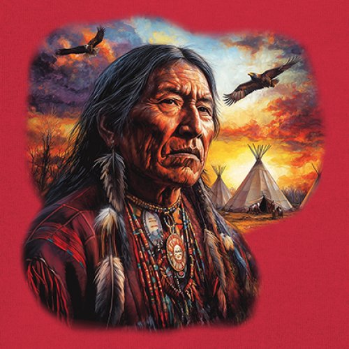 Native American Village Chief Women's V-Neck T-shirt Tribal Warrior Sunset Tee - Picture 25 of 71