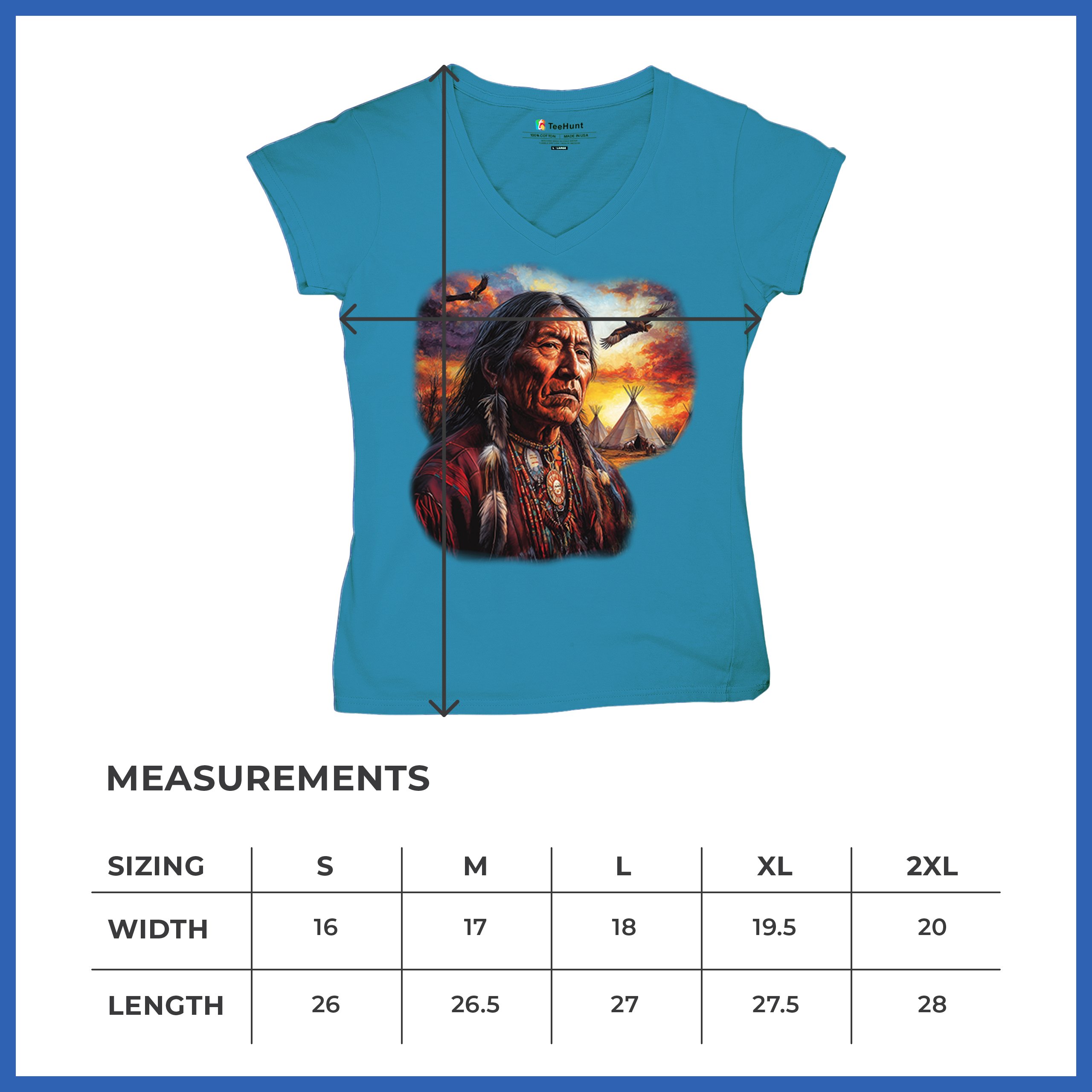 Native American Village Chief Women's V-Neck T-shirt Tribal Warrior Sunset Tee - Picture 71 of 71