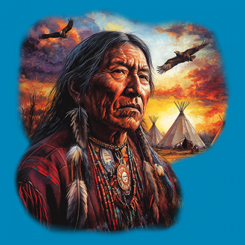 Native American Village Chief Women's V-Neck T-shirt Tribal Warrior Sunset Tee - Picture 67 of 71