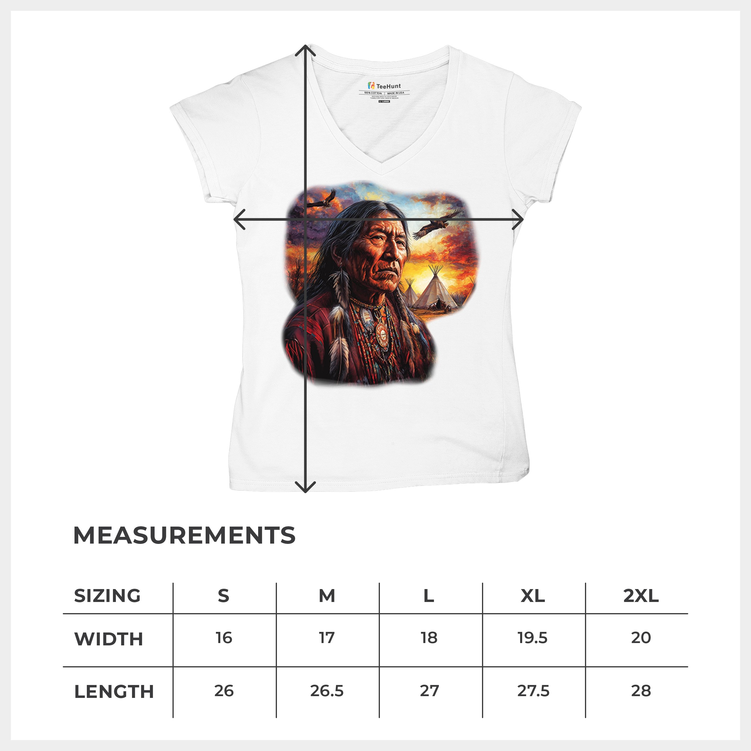 Native American Village Chief Women's V-Neck T-shirt Tribal Warrior Sunset Tee - Picture 36 of 71