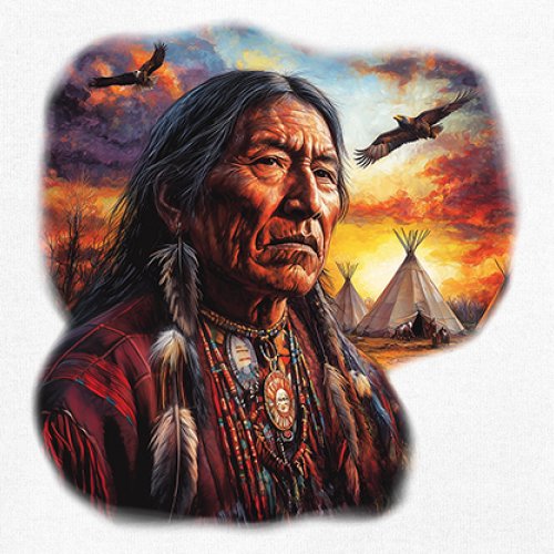 Native American Village Chief Women's V-Neck T-shirt Tribal Warrior Sunset Tee - Picture 32 of 71