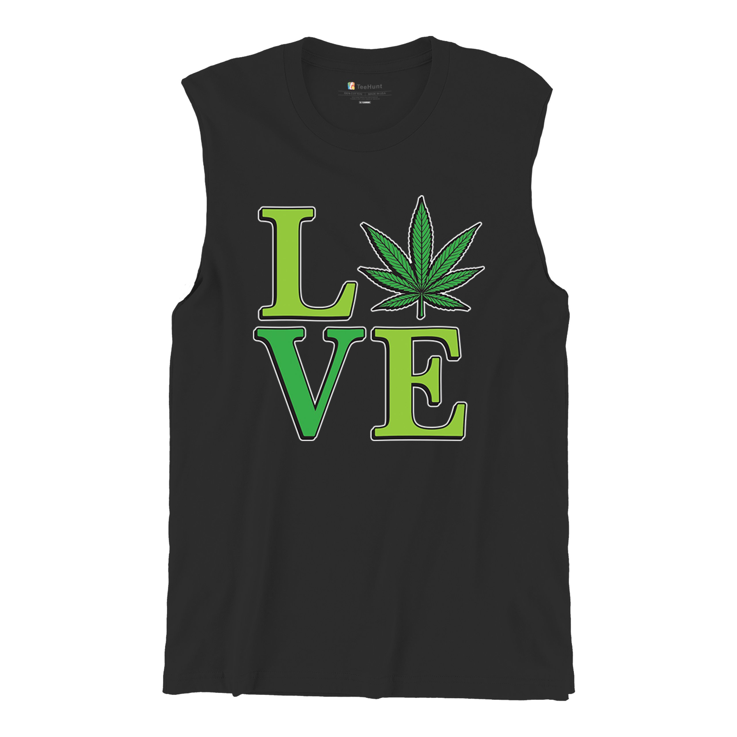 Love Weed Leaf Muscle Shirt Cannabis 420 Wordplay Marijuana Stoner Plant Men's - Picture 6 of 43
