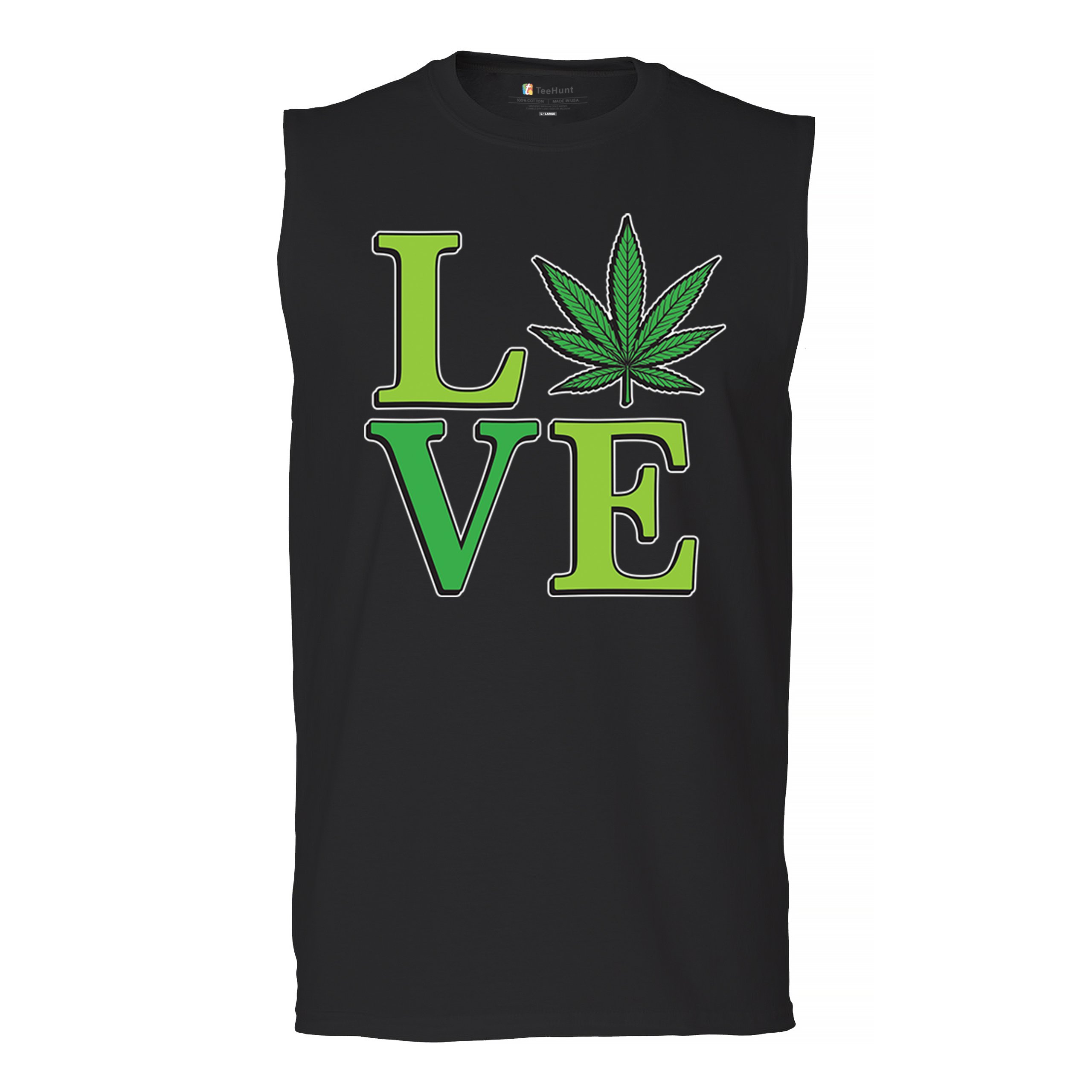 Love Weed Leaf Muscle Shirt Cannabis 420 Wordplay Marijuana Stoner Plant Men's - Picture 2 of 43