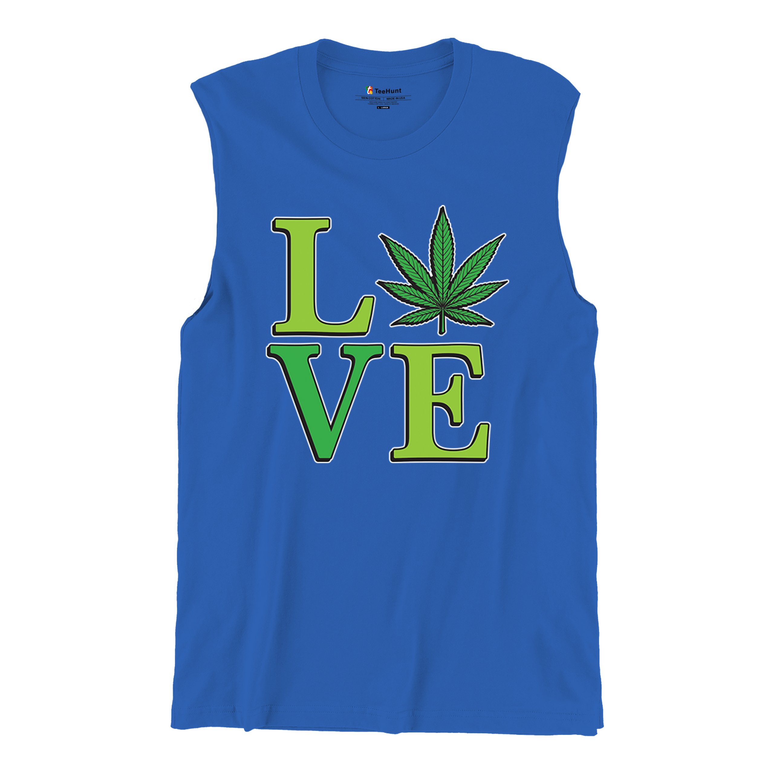 Love Weed Leaf Muscle Shirt Cannabis 420 Wordplay Marijuana Stoner Plant Men's - Picture 41 of 43