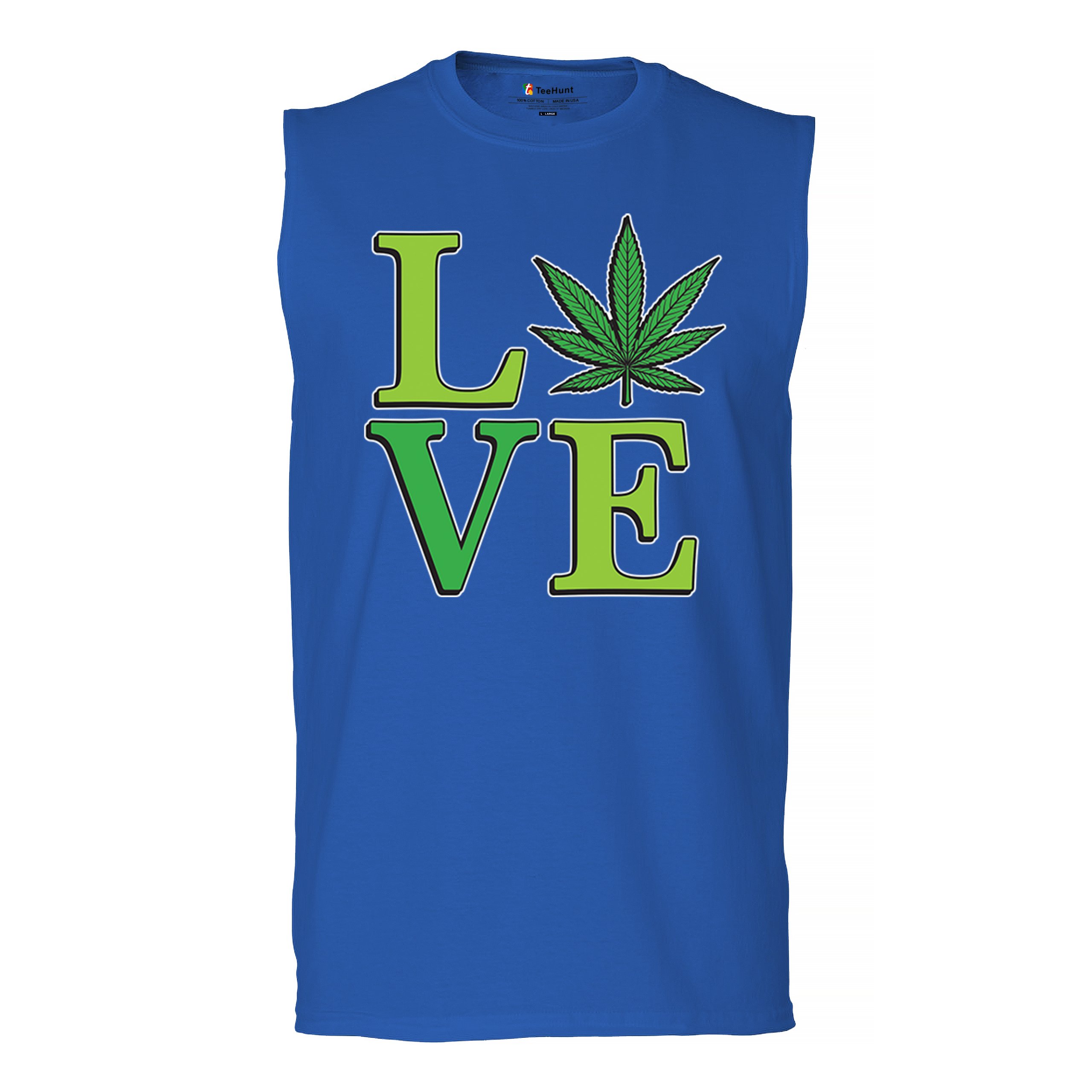 Love Weed Leaf Muscle Shirt Cannabis 420 Wordplay Marijuana Stoner Plant Men's - Picture 37 of 43