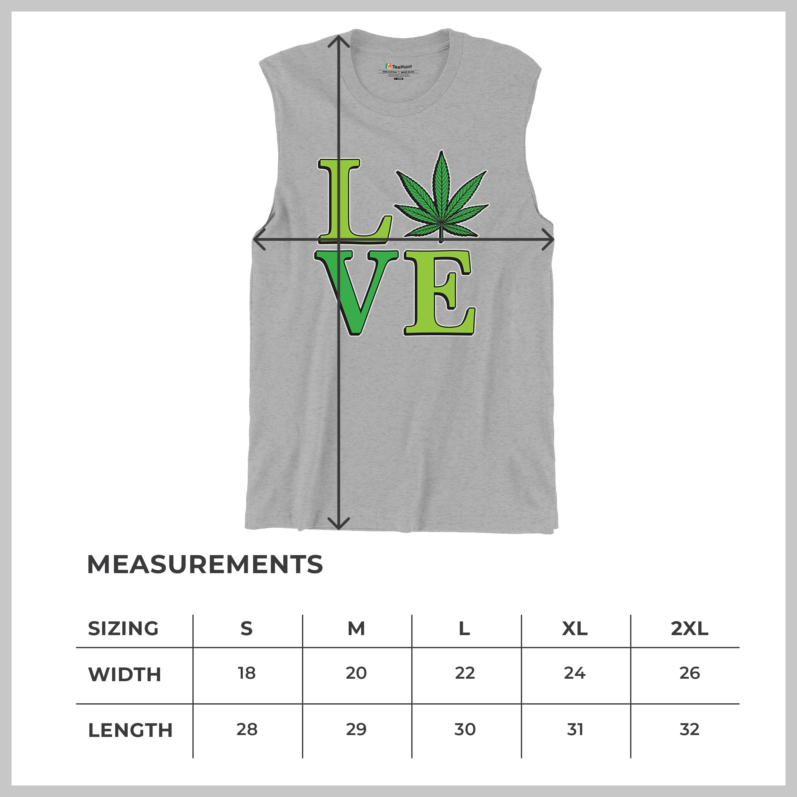 Love Weed Leaf Muscle Shirt Cannabis 420 Wordplay Marijuana Stoner Plant Men's - Picture 15 of 43