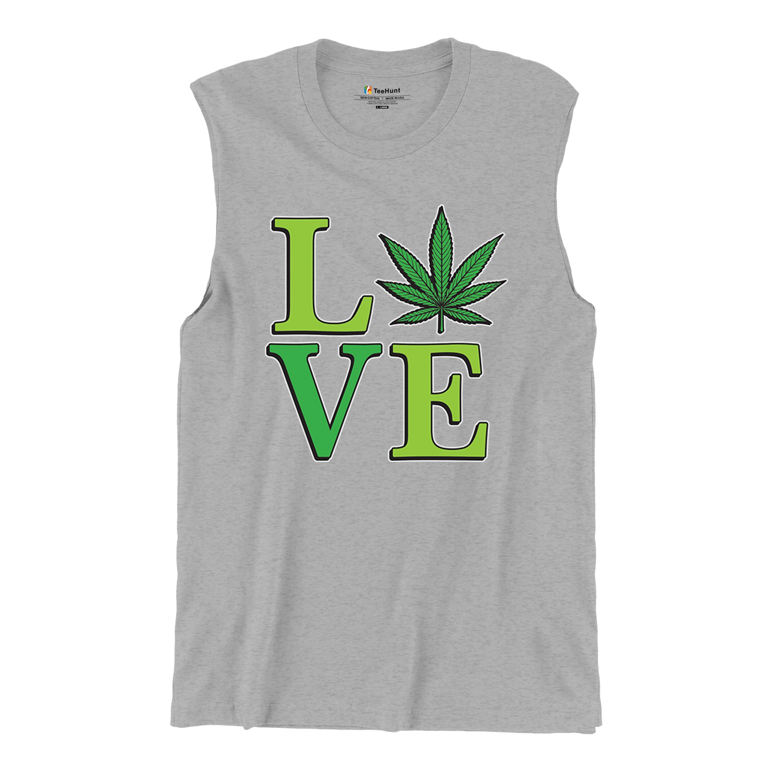 Love Weed Leaf Muscle Shirt Cannabis 420 Wordplay Marijuana Stoner Plant Men's - Picture 13 of 43