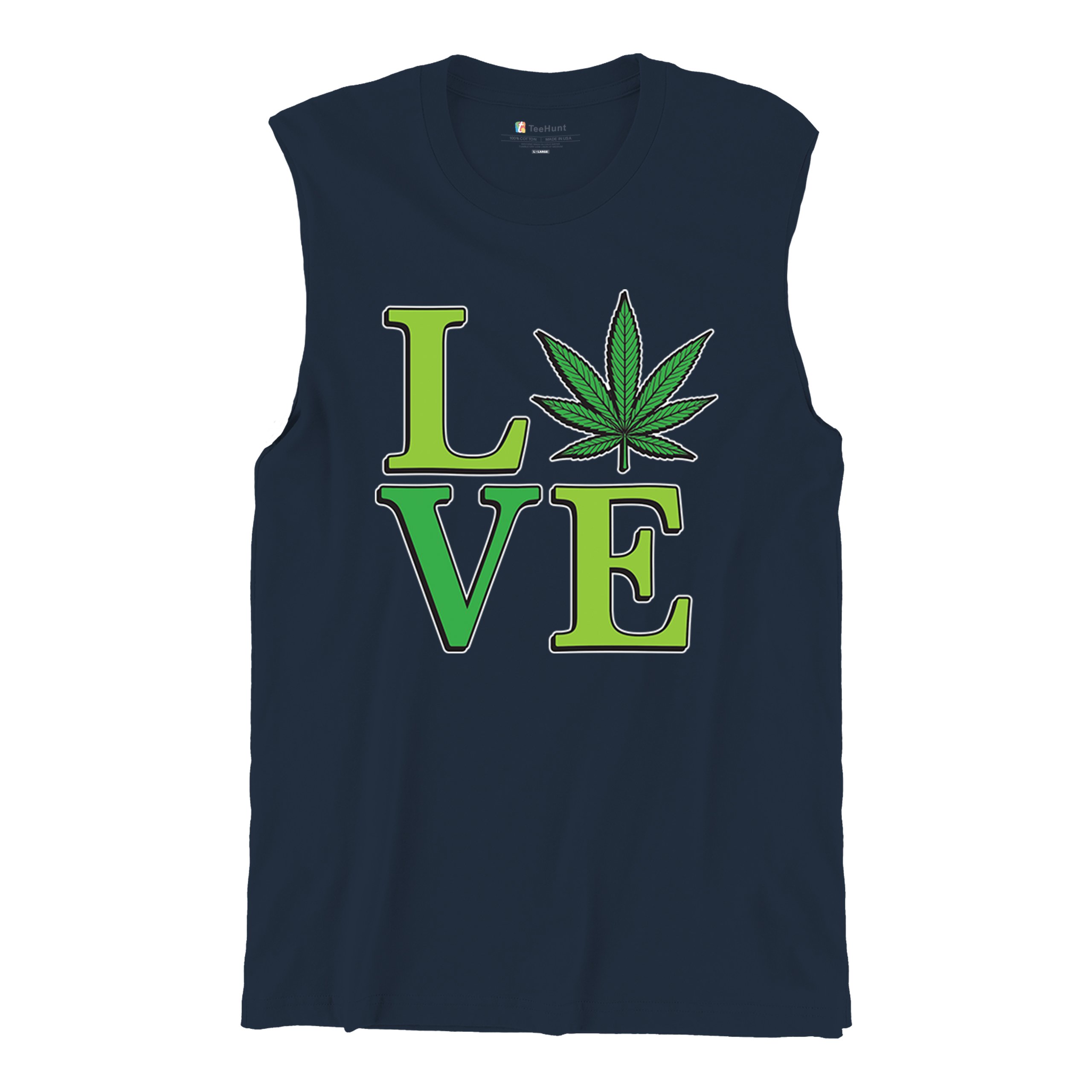 Love Weed Leaf Muscle Shirt Cannabis 420 Wordplay Marijuana Stoner Plant Men's - Picture 34 of 43