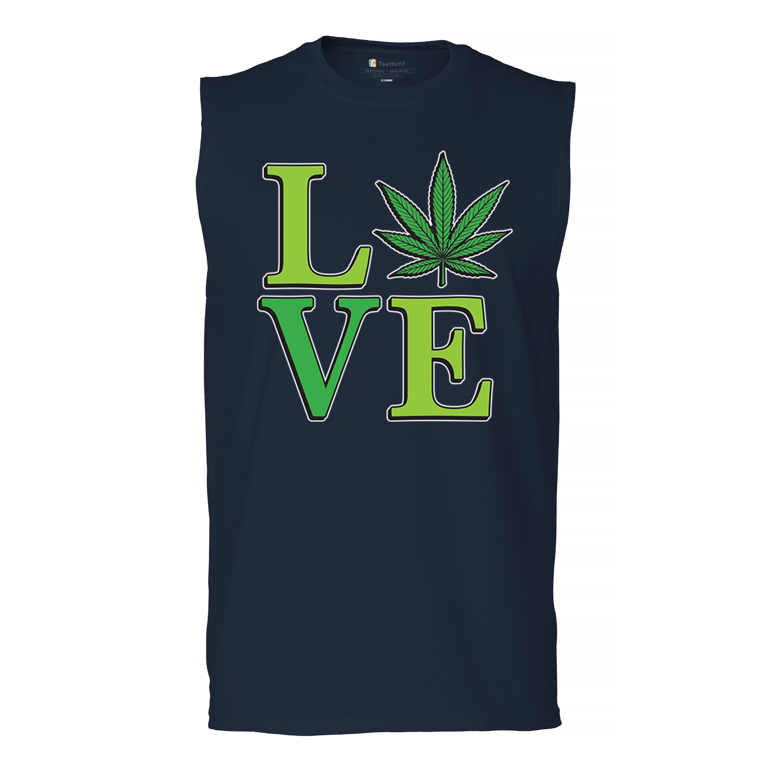 Love Weed Leaf Muscle Shirt Cannabis 420 Wordplay Marijuana Stoner Plant Men's - Picture 30 of 43