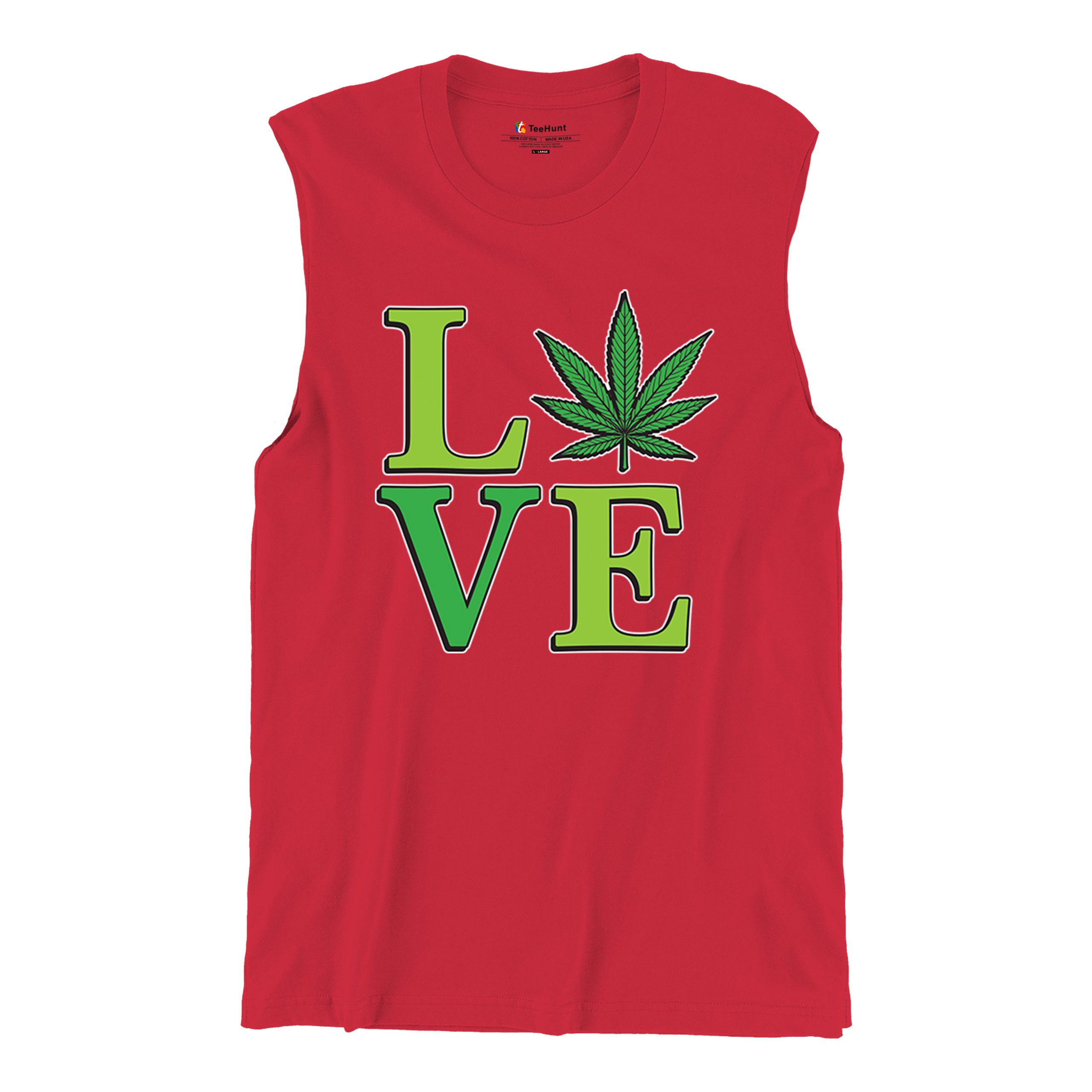 Love Weed Leaf Muscle Shirt Cannabis 420 Wordplay Marijuana Stoner Plant Men's - Picture 20 of 43