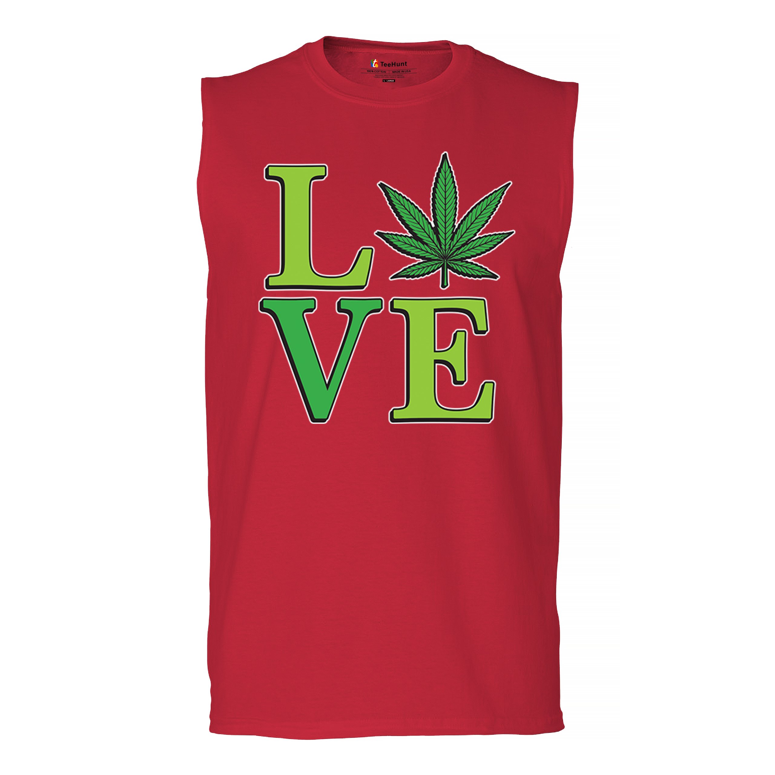 Love Weed Leaf Muscle Shirt Cannabis 420 Wordplay Marijuana Stoner Plant Men's - Picture 16 of 43