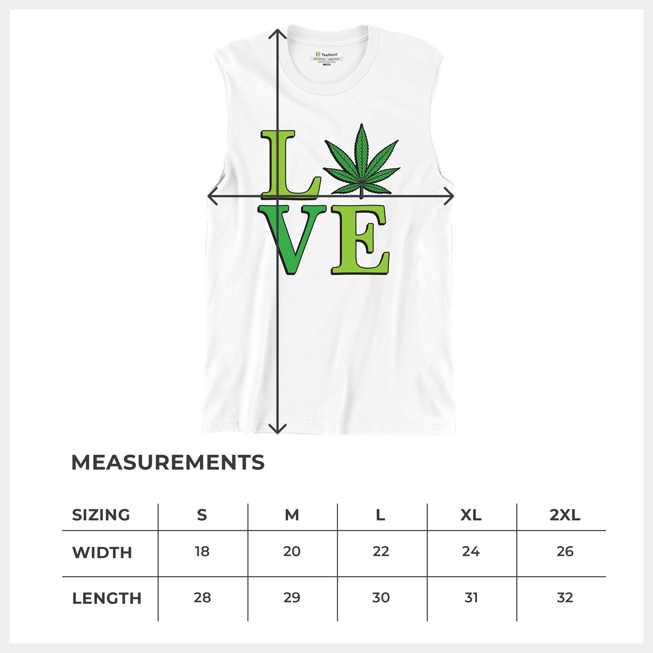 Love Weed Leaf Muscle Shirt Cannabis 420 Wordplay Marijuana Stoner Plant Men's - Picture 29 of 43