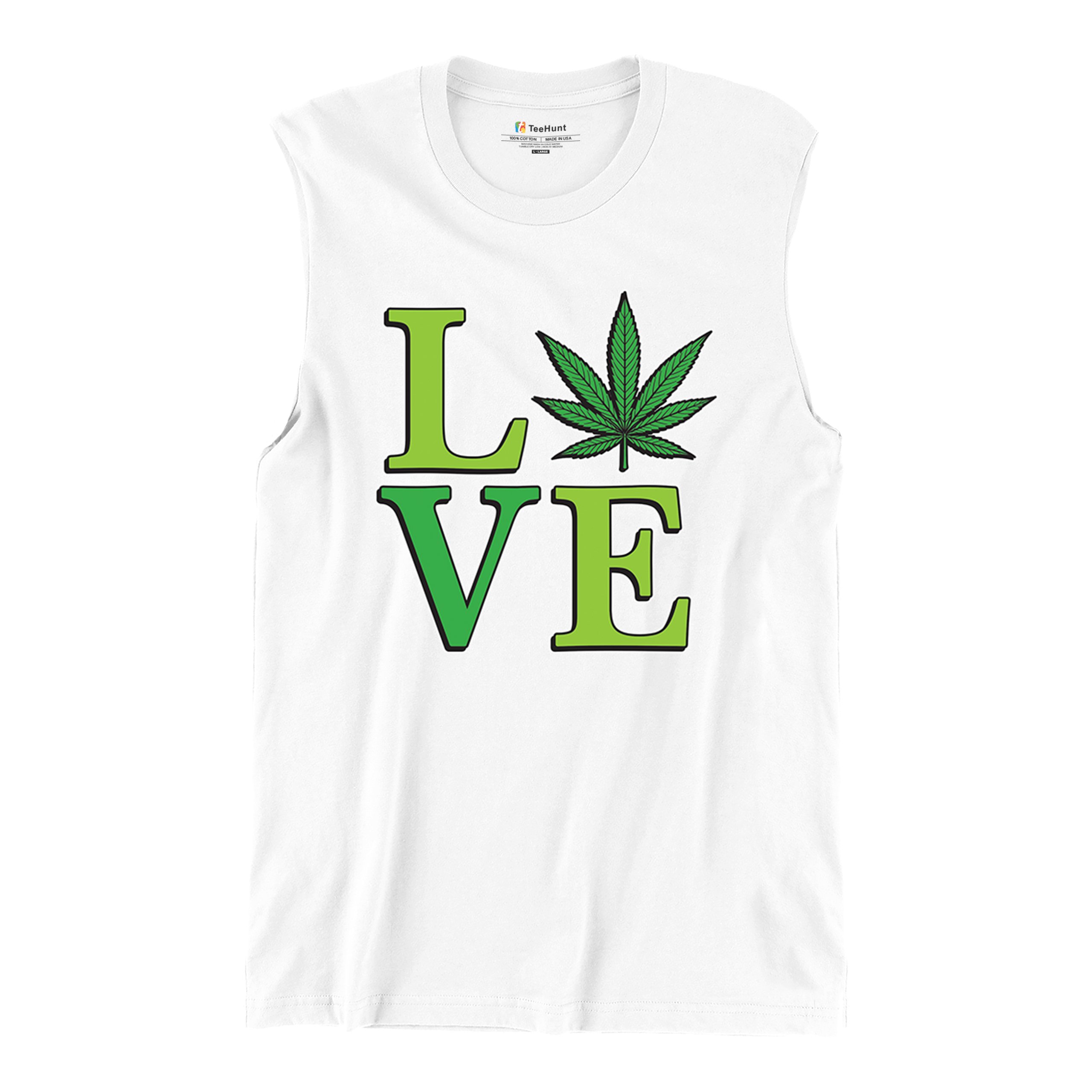 Love Weed Leaf Muscle Shirt Cannabis 420 Wordplay Marijuana Stoner Plant Men's - Picture 27 of 43