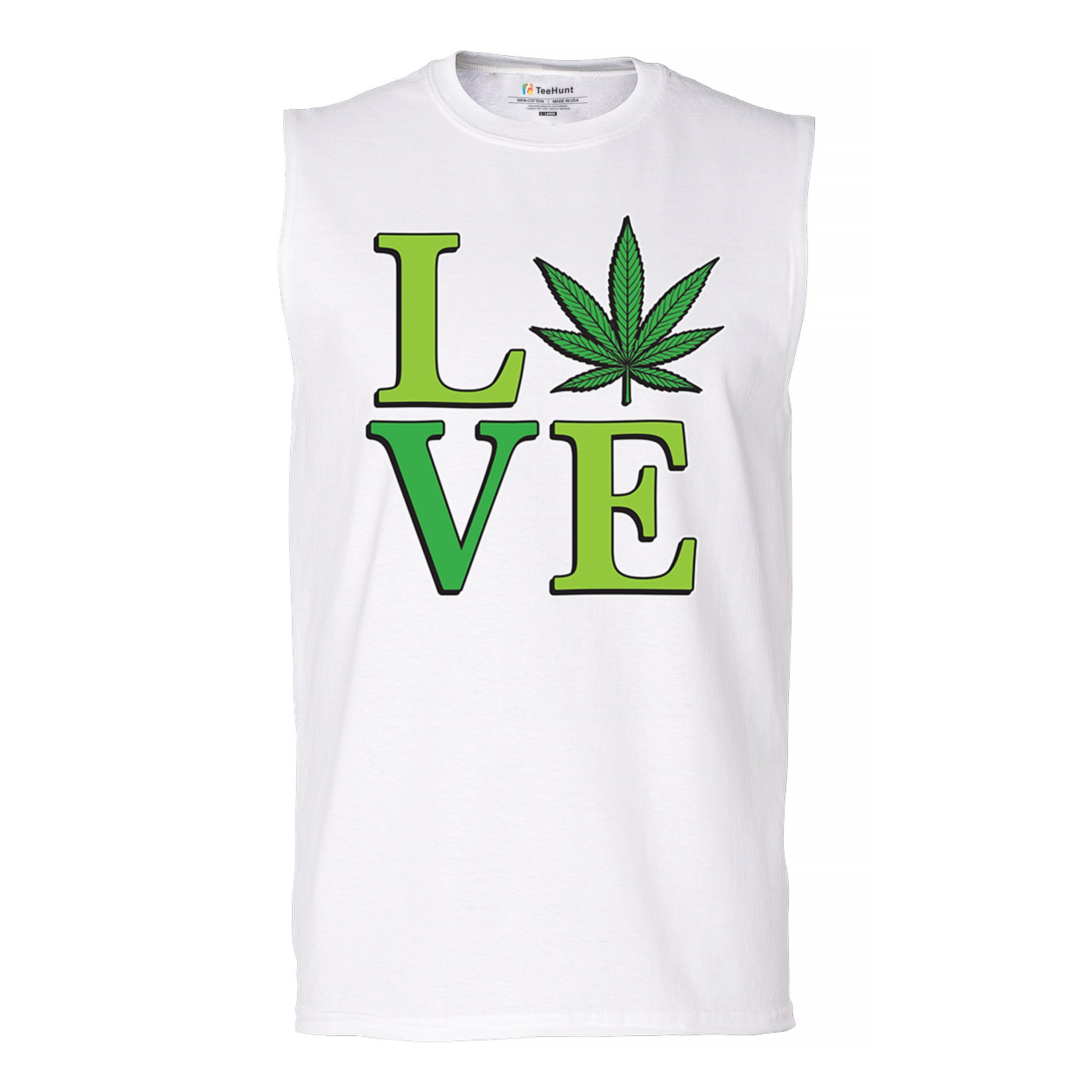 Love Weed Leaf Muscle Shirt Cannabis 420 Wordplay Marijuana Stoner Plant Men's - Picture 23 of 43