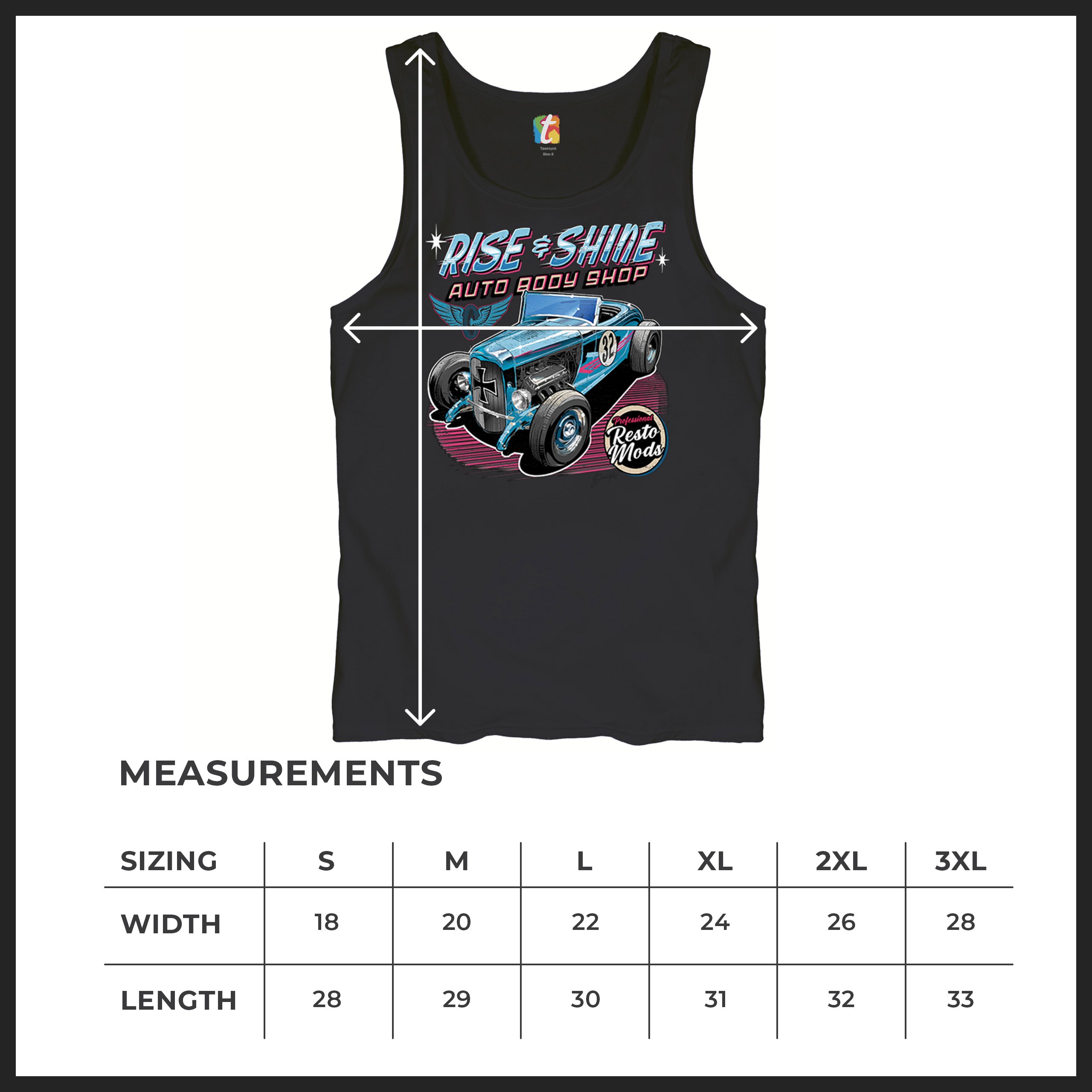 Rise and Shine Hot Rod Tank Top Auto Body Shop Custom Classic Cars Men's Top