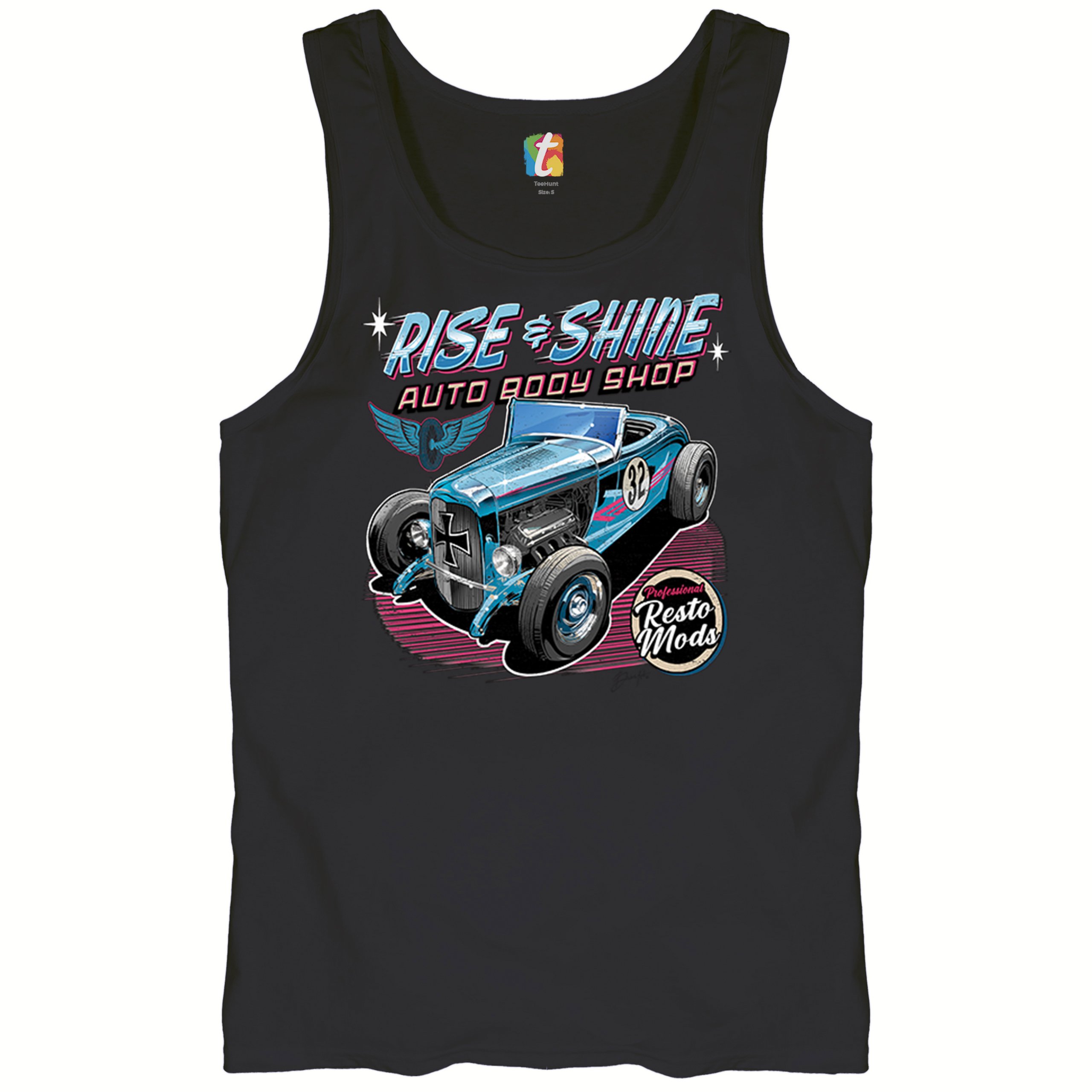 Rise and Shine Hot Rod Tank Top Auto Body Shop Custom Classic Cars Men's Top