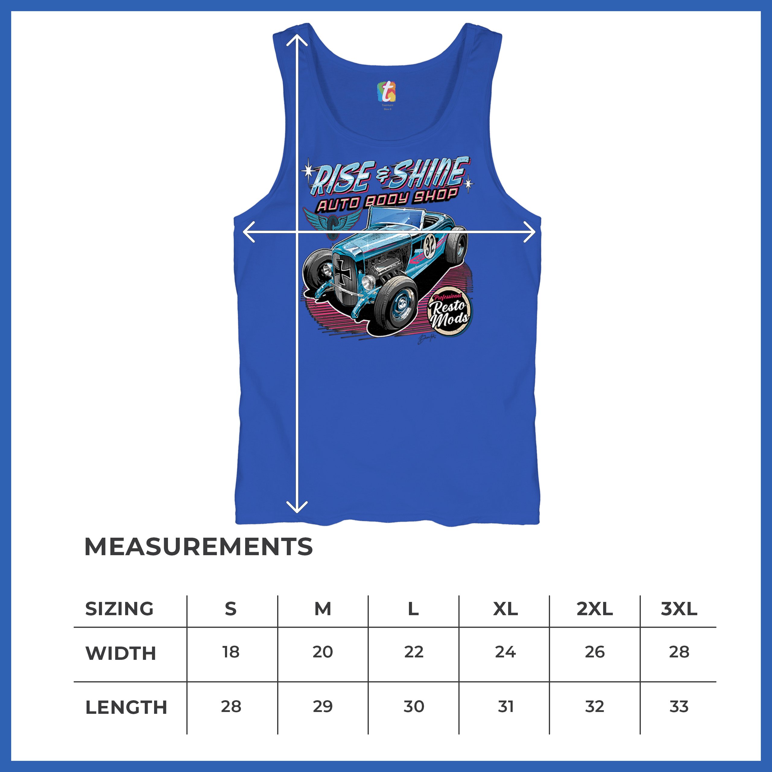 Rise and Shine Hot Rod Tank Top Auto Body Shop Custom Classic Cars Men's Top