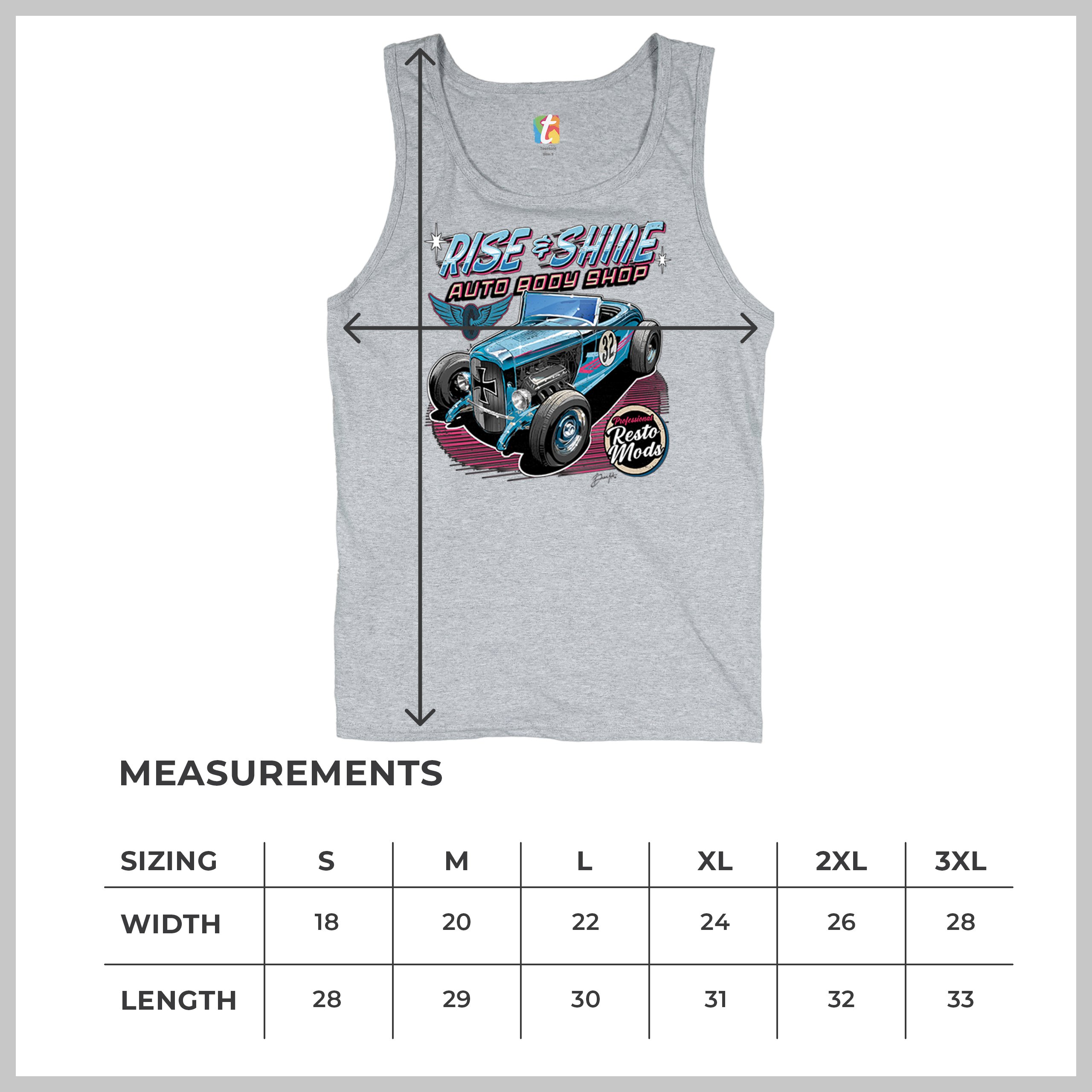 Rise and Shine Hot Rod Tank Top Auto Body Shop Custom Classic Cars Men's Top