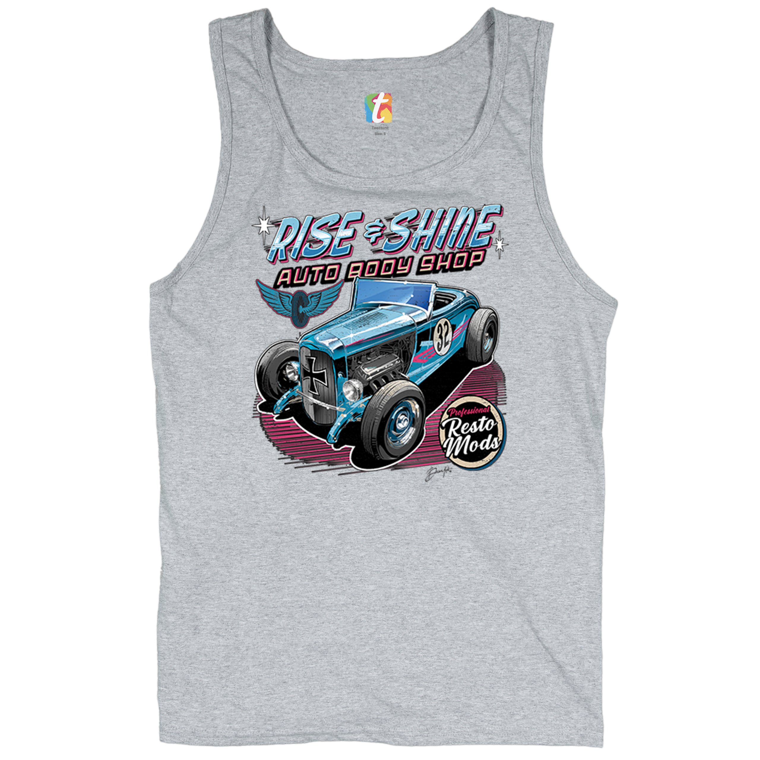 Rise and Shine Hot Rod Tank Top Auto Body Shop Custom Classic Cars Men's Top