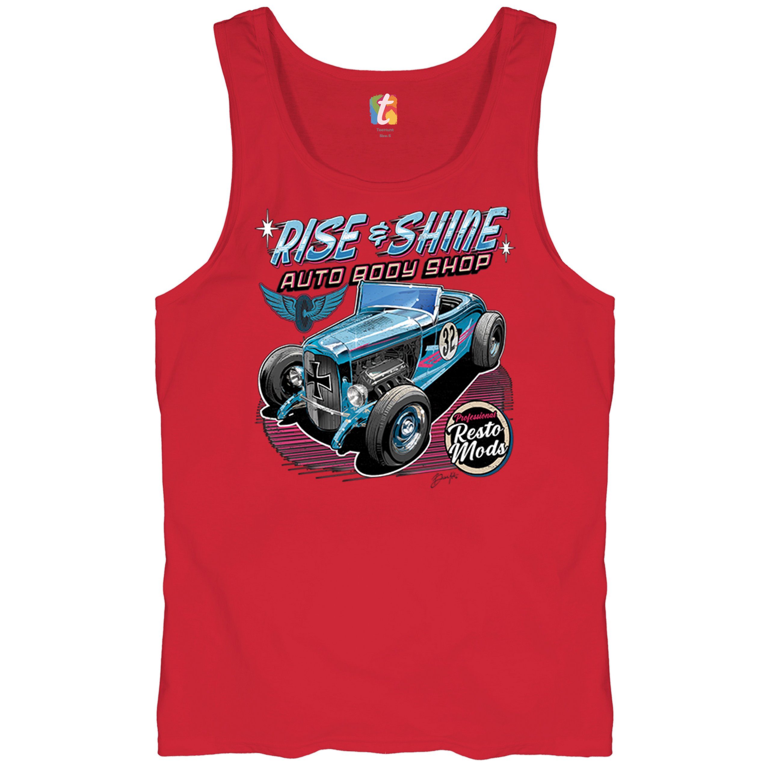 Rise and Shine Hot Rod Tank Top Auto Body Shop Custom Classic Cars Men's Top