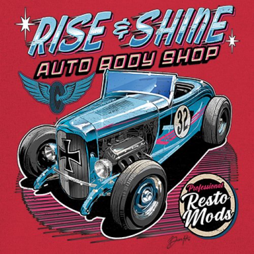 Rise and Shine Hot Rod Tank Top Auto Body Shop Custom Classic Cars Men's Top