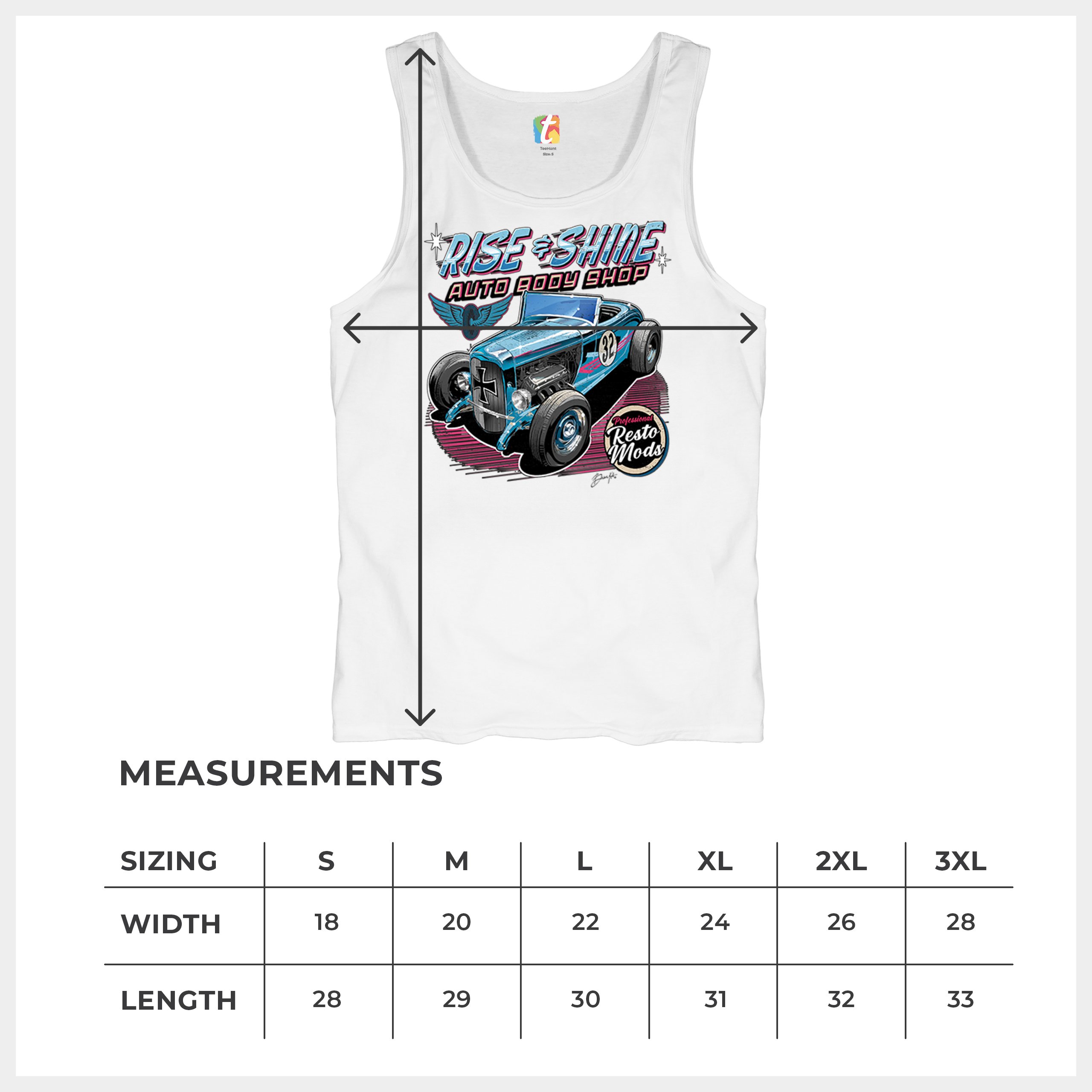 Rise and Shine Hot Rod Tank Top Auto Body Shop Custom Classic Cars Men's Top