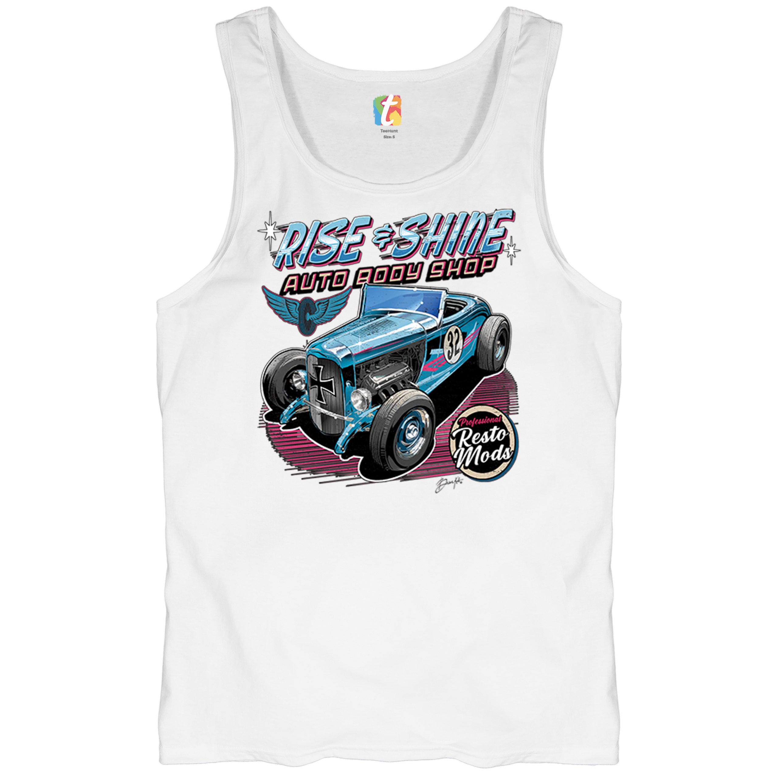 Rise and Shine Hot Rod Tank Top Auto Body Shop Custom Classic Cars Men's Top