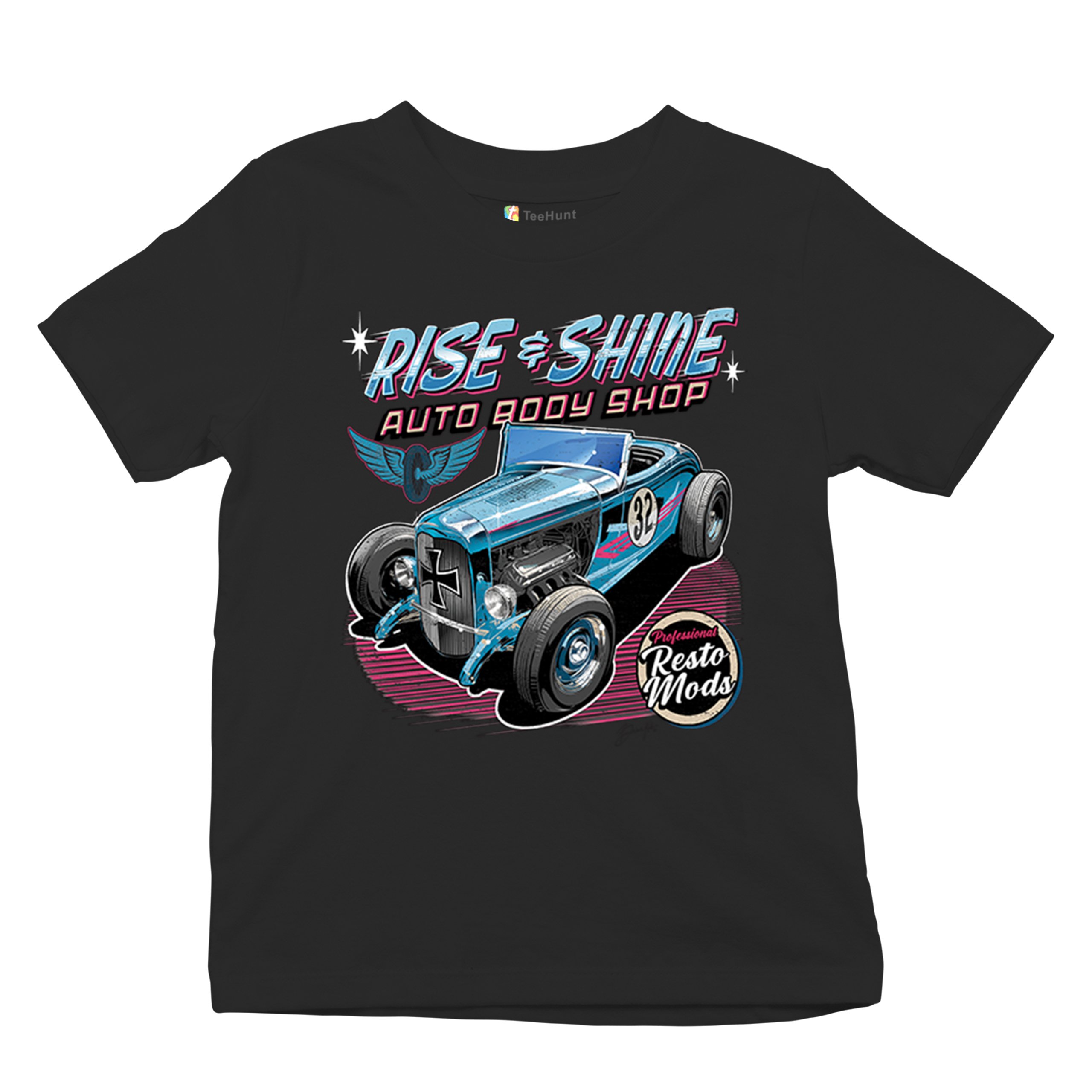 Rise and Shine Hot Rod Youth T-shirt Auto Body Shop Custom Classic Cars Kids - Picture 6 of 50
