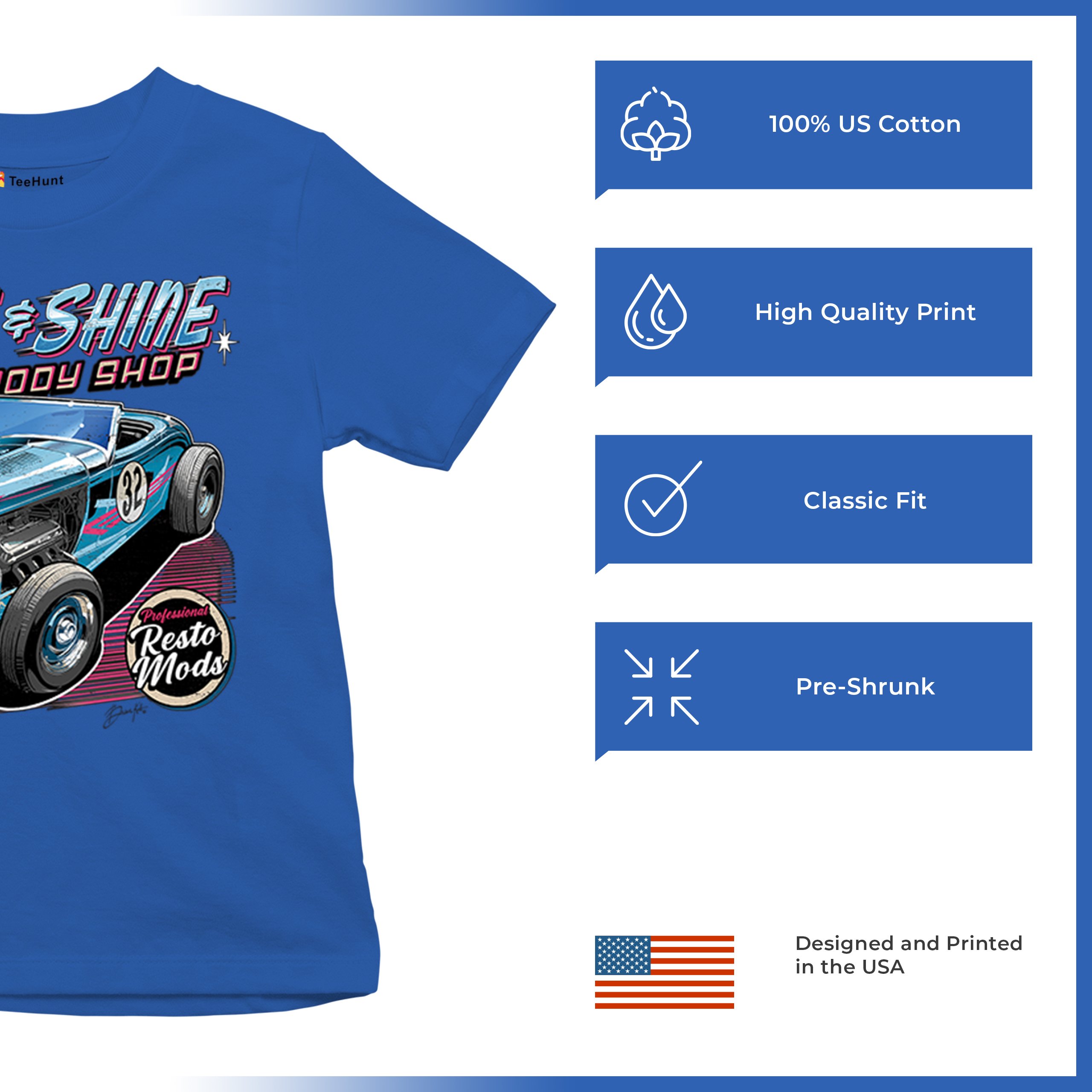 Rise and Shine Hot Rod Youth T-shirt Auto Body Shop Custom Classic Cars Kids - Picture 42 of 50