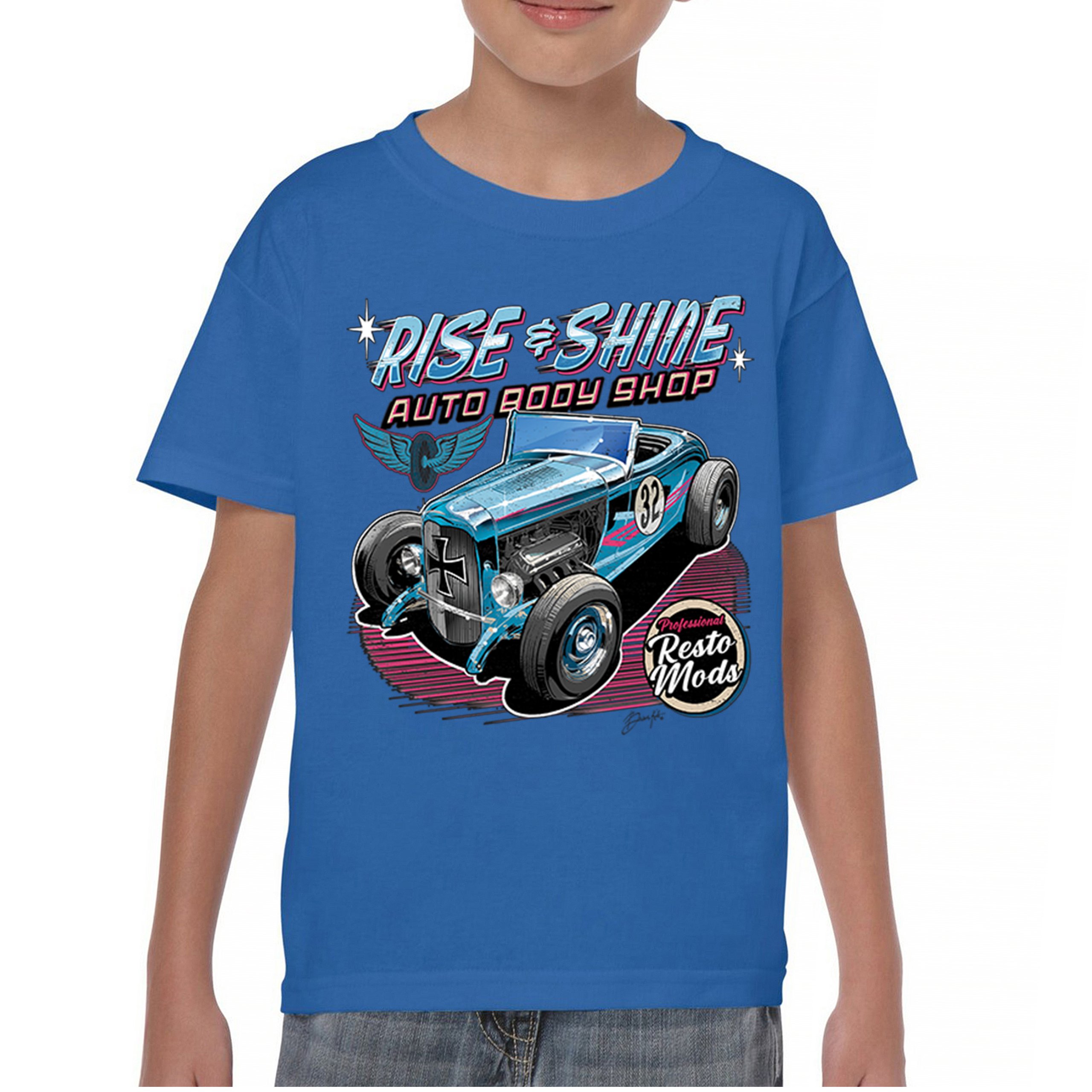 Rise and Shine Hot Rod Youth T-shirt Auto Body Shop Custom Classic Cars Kids - Picture 37 of 50