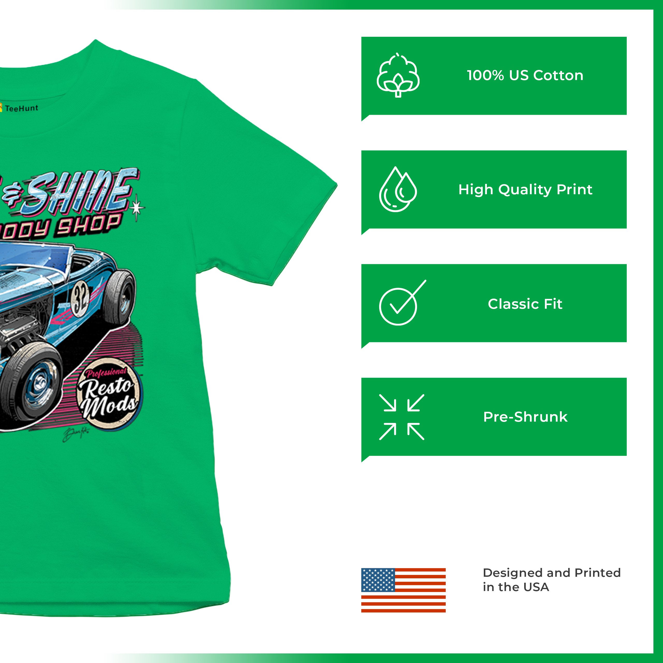 Rise and Shine Hot Rod Youth T-shirt Auto Body Shop Custom Classic Cars Kids - Picture 35 of 50