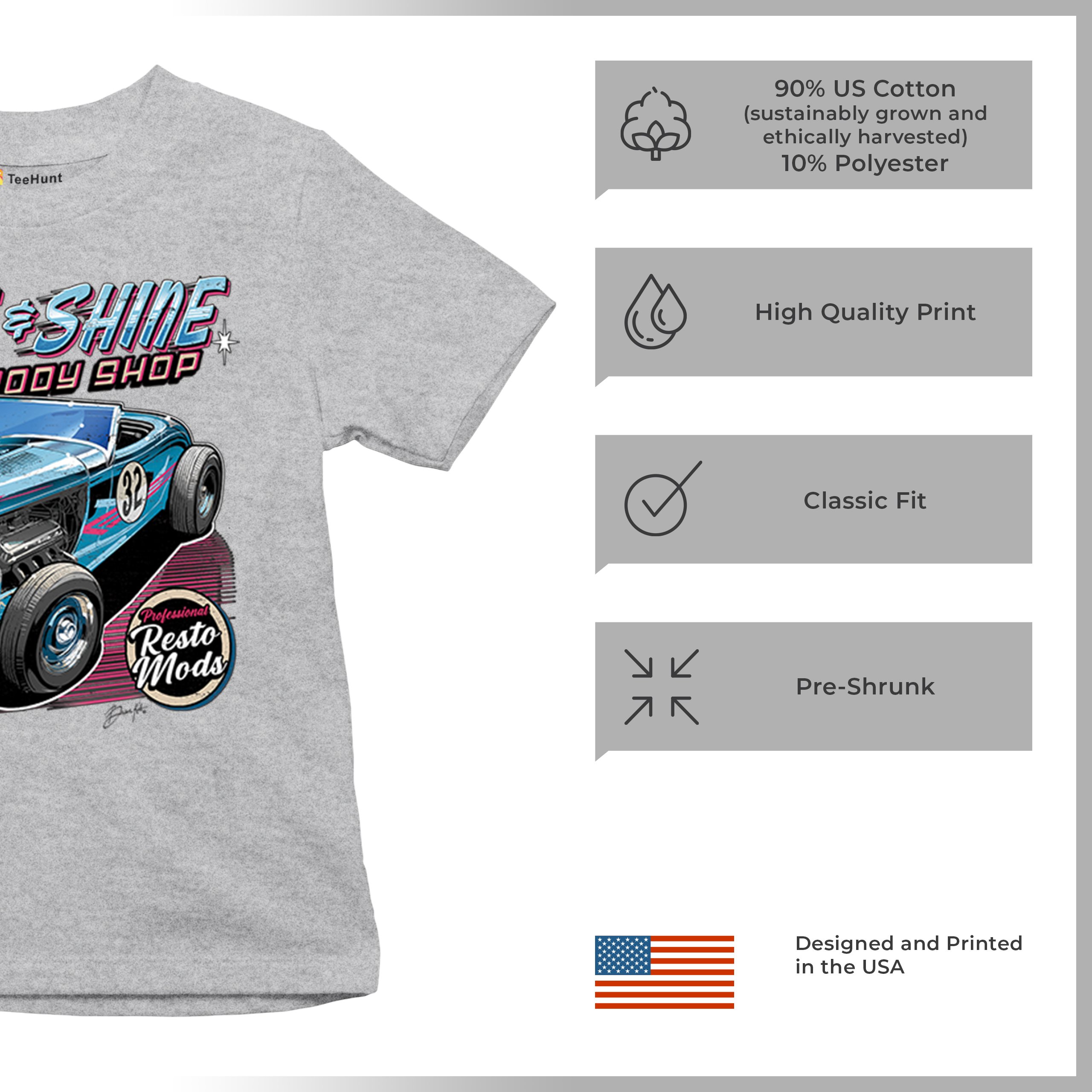 Rise and Shine Hot Rod Youth T-shirt Auto Body Shop Custom Classic Cars Kids - Picture 14 of 50