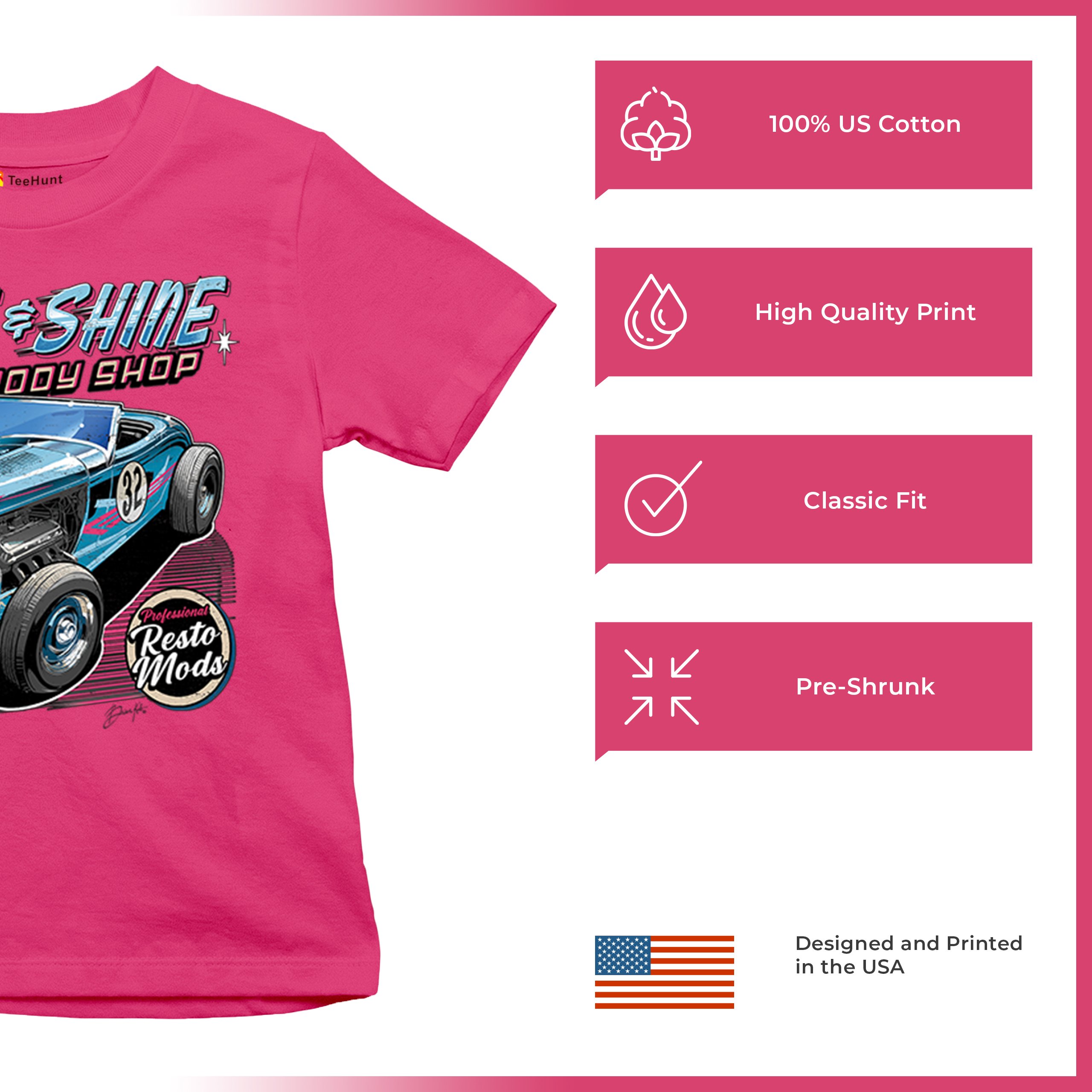 Rise and Shine Hot Rod Youth T-shirt Auto Body Shop Custom Classic Cars Kids - Picture 49 of 50