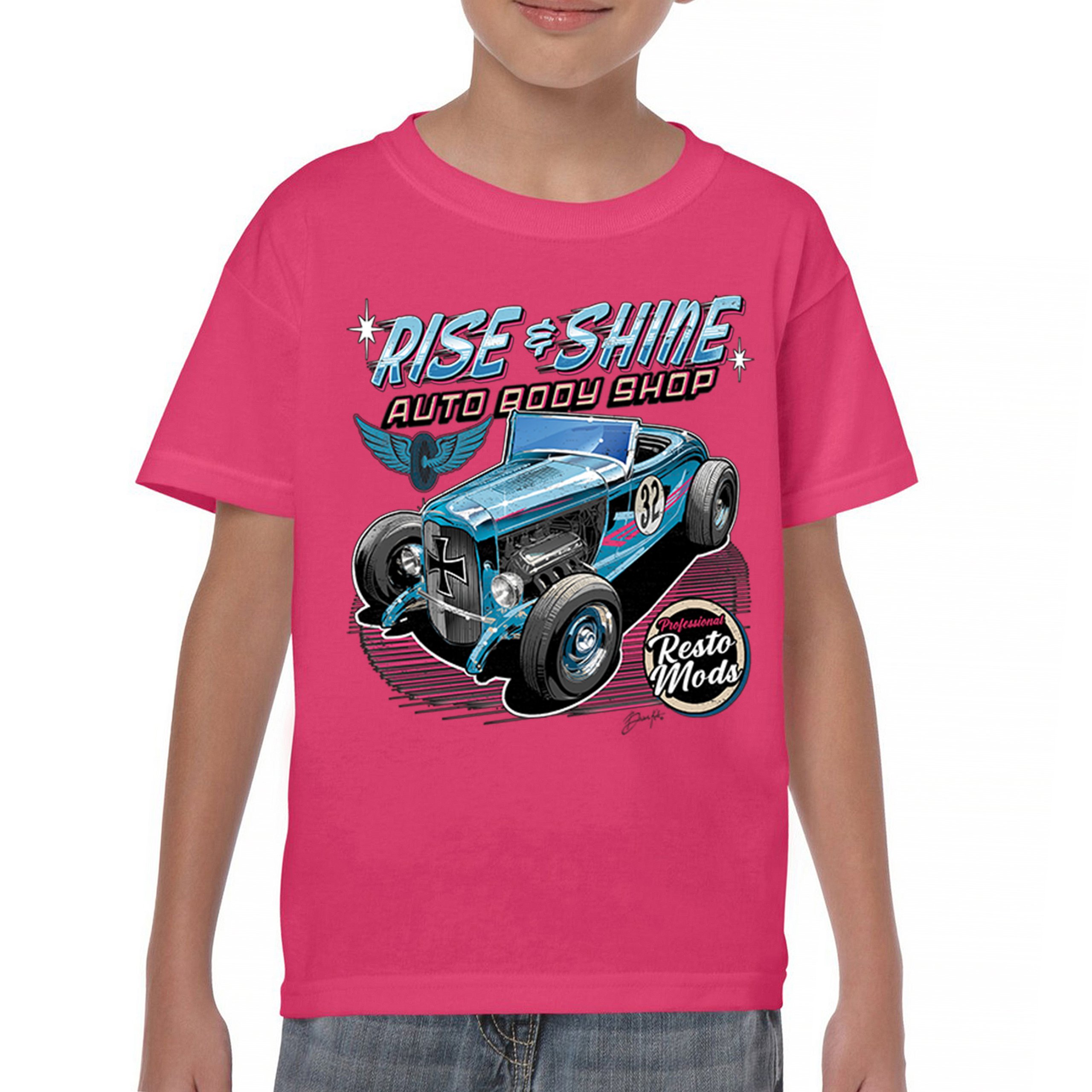 Rise and Shine Hot Rod Youth T-shirt Auto Body Shop Custom Classic Cars Kids - Picture 44 of 50