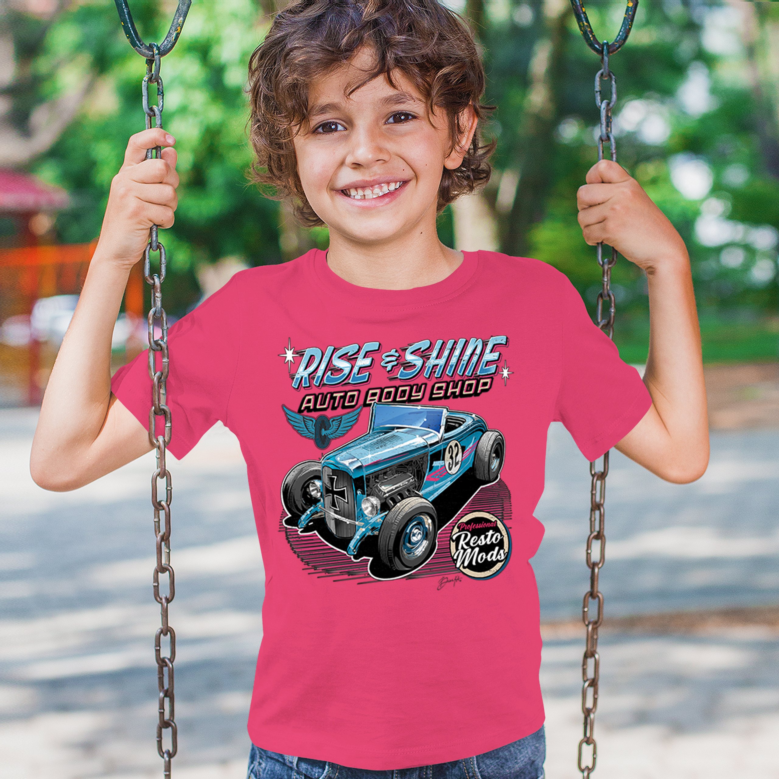 Rise and Shine Hot Rod Youth T-shirt Auto Body Shop Custom Classic Cars Kids - Picture 47 of 50