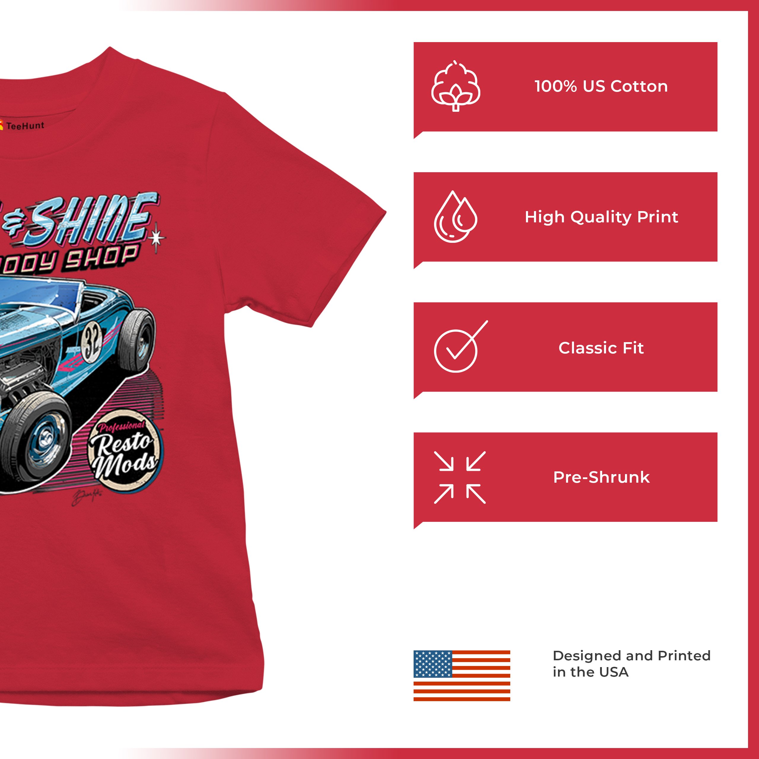 Rise and Shine Hot Rod Youth T-shirt Auto Body Shop Custom Classic Cars Kids - Picture 21 of 50