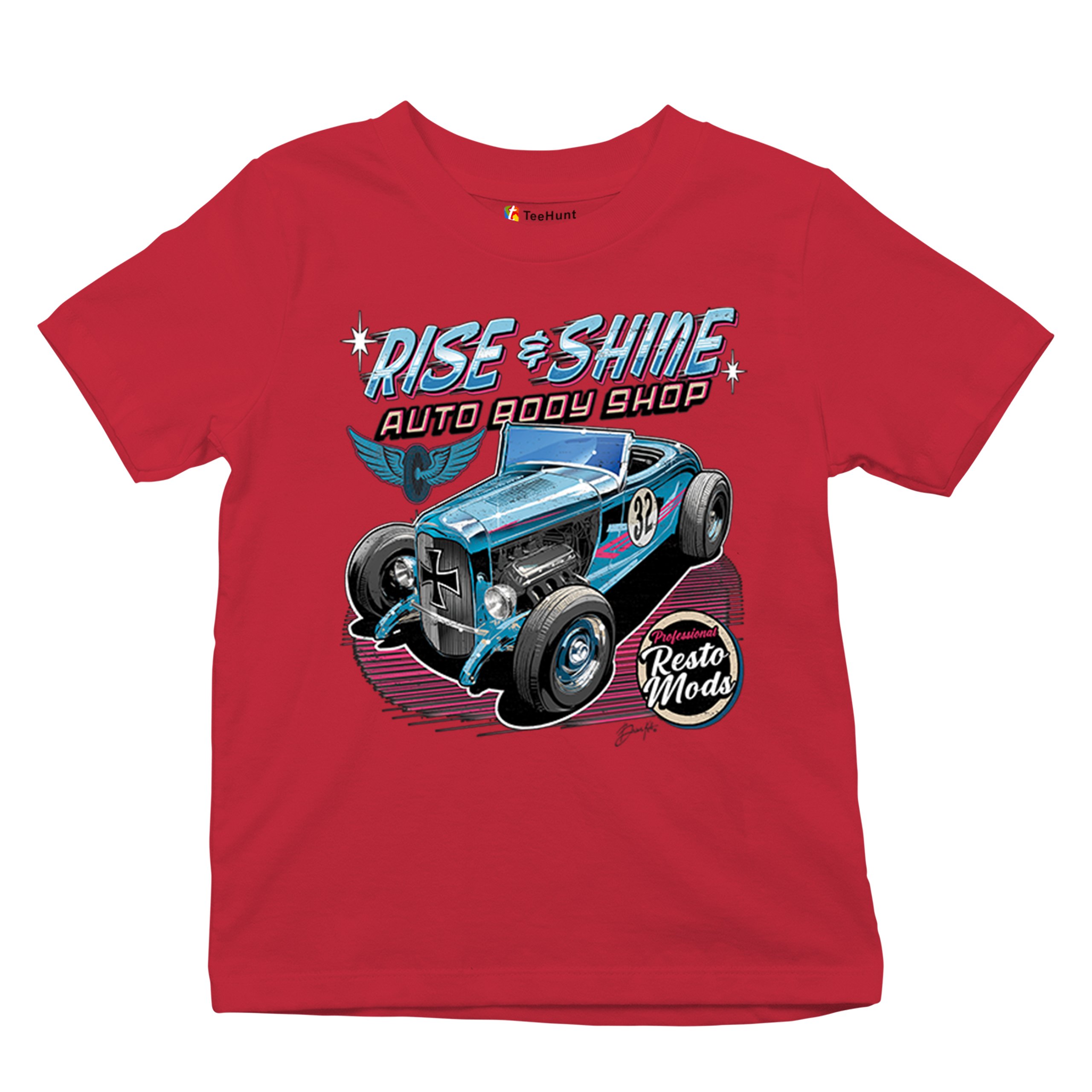 Rise and Shine Hot Rod Youth T-shirt Auto Body Shop Custom Classic Cars Kids - Picture 20 of 50