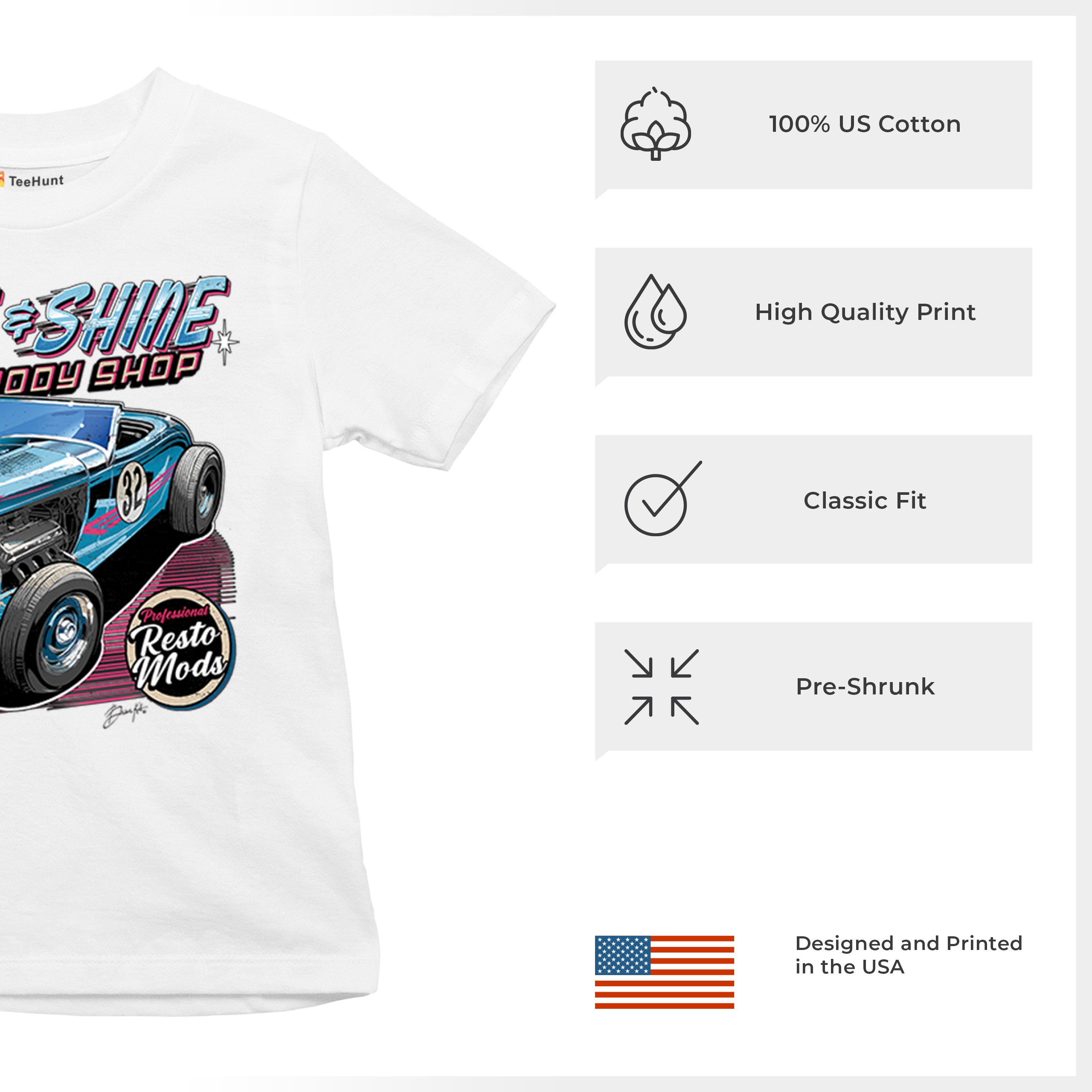 Rise and Shine Hot Rod Youth T-shirt Auto Body Shop Custom Classic Cars Kids - Picture 28 of 50