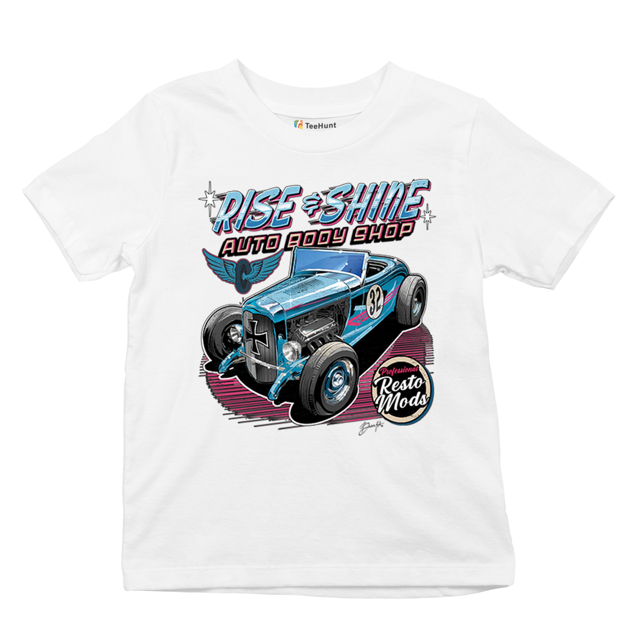 Rise and Shine Hot Rod Youth T-shirt Auto Body Shop Custom Classic Cars Kids - Picture 27 of 50